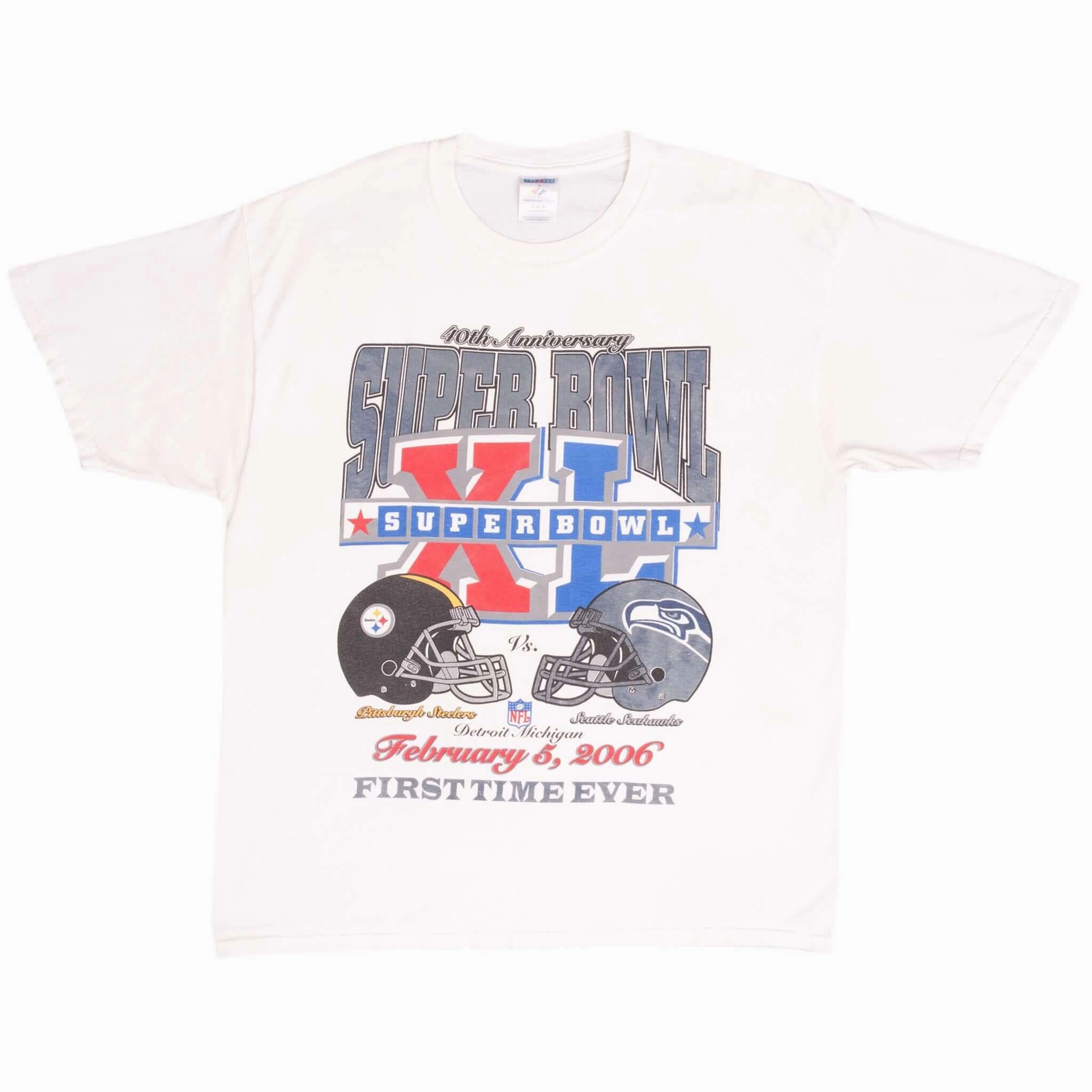 VINTAGE NFL STEELERS VS SEAHAWKS SUPER BOWL XL 2006 TEE SHIRT SIZE LARGE