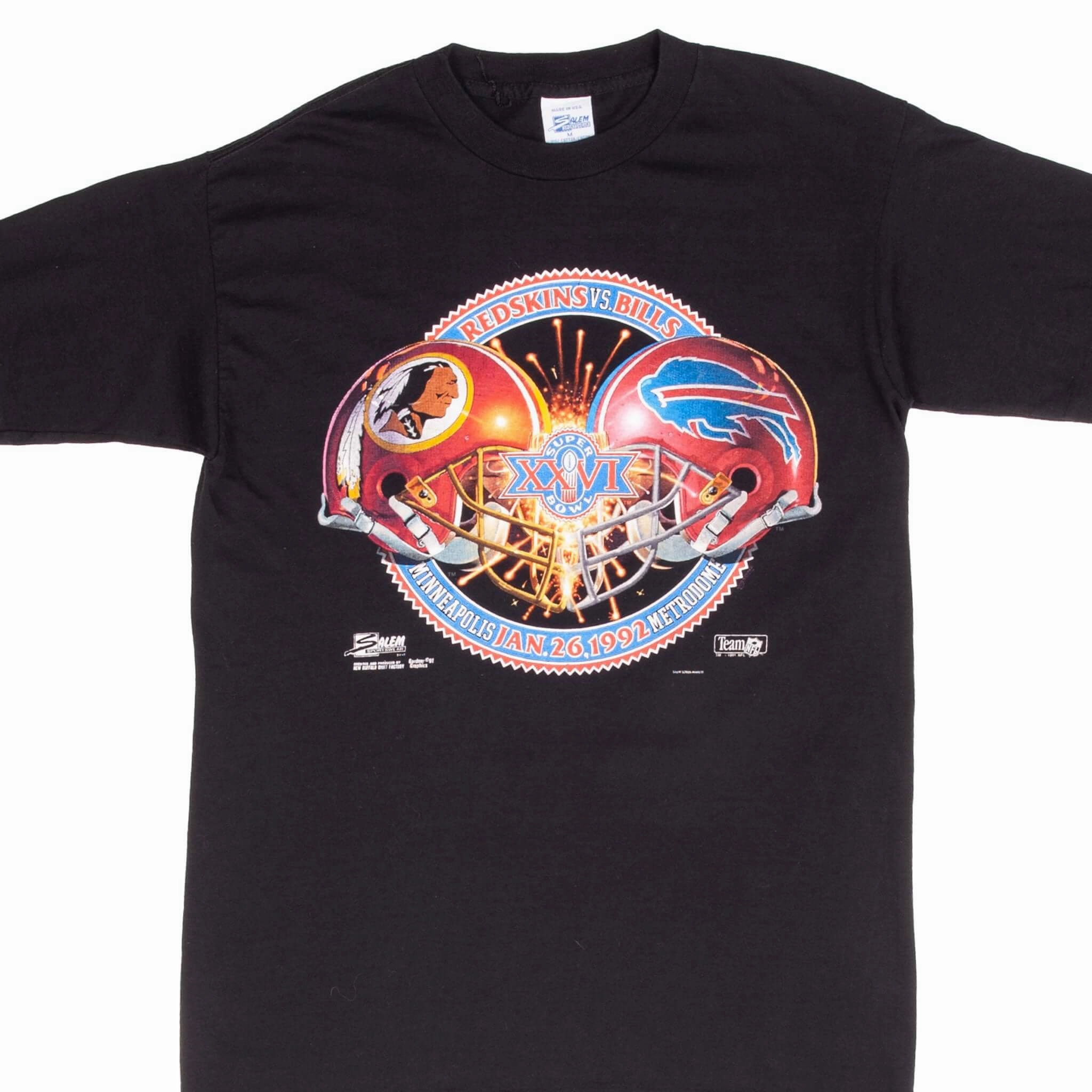 VINTAGE NFL SUPER BOWL XXVI REDSKINS VS BILLS 1992 TEE SHIRT MEDIUM MADE IN USA