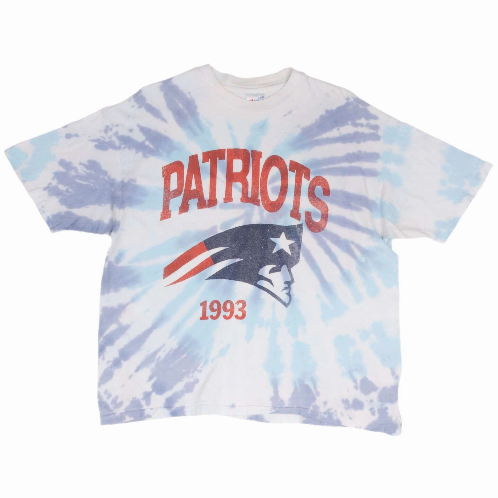 VINTAGE NFL TIE DYE NEW ENGLAND PATRIOTS TEE SHIRT 1993 SIZE XL MADE IN USA