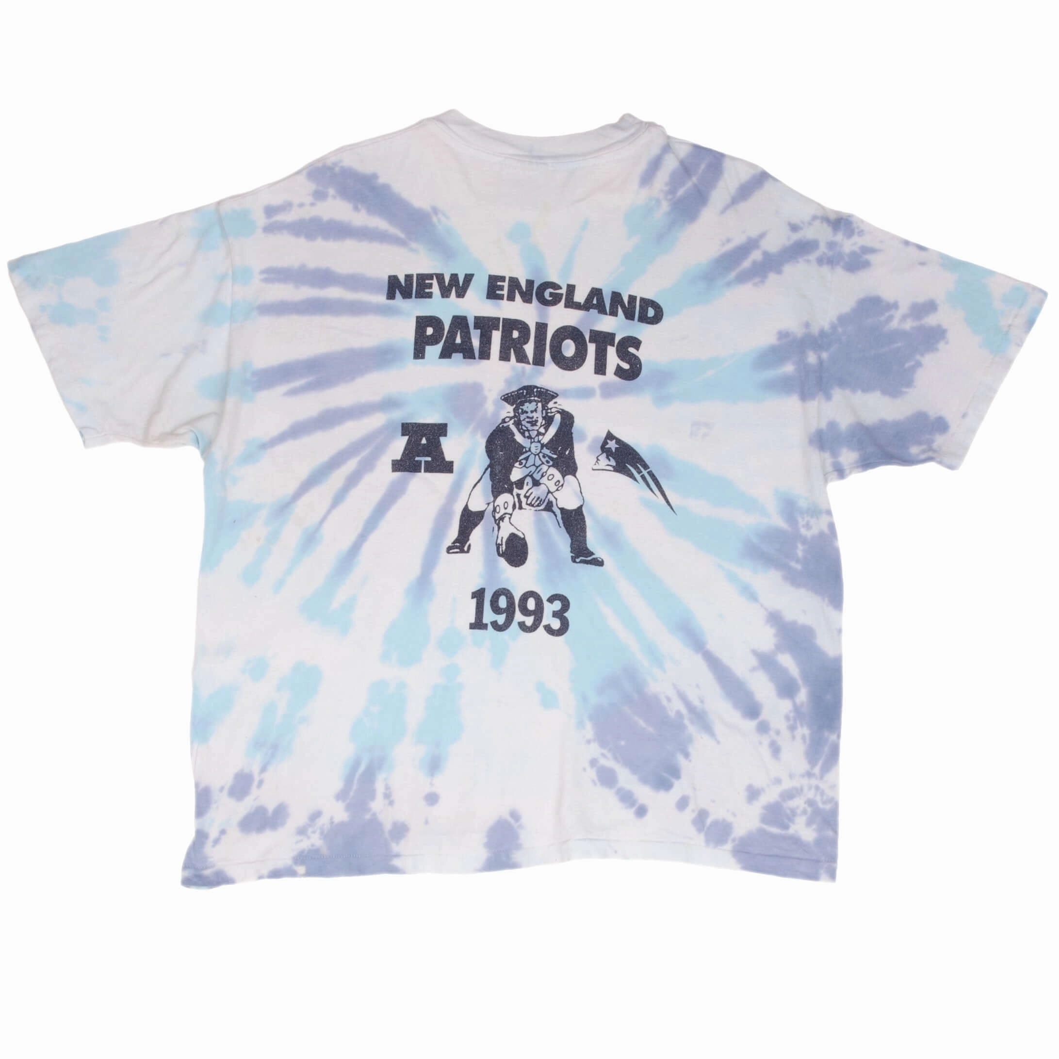 VINTAGE NFL TIE DYE NEW ENGLAND PATRIOTS TEE SHIRT 1993 SIZE XL MADE IN USA