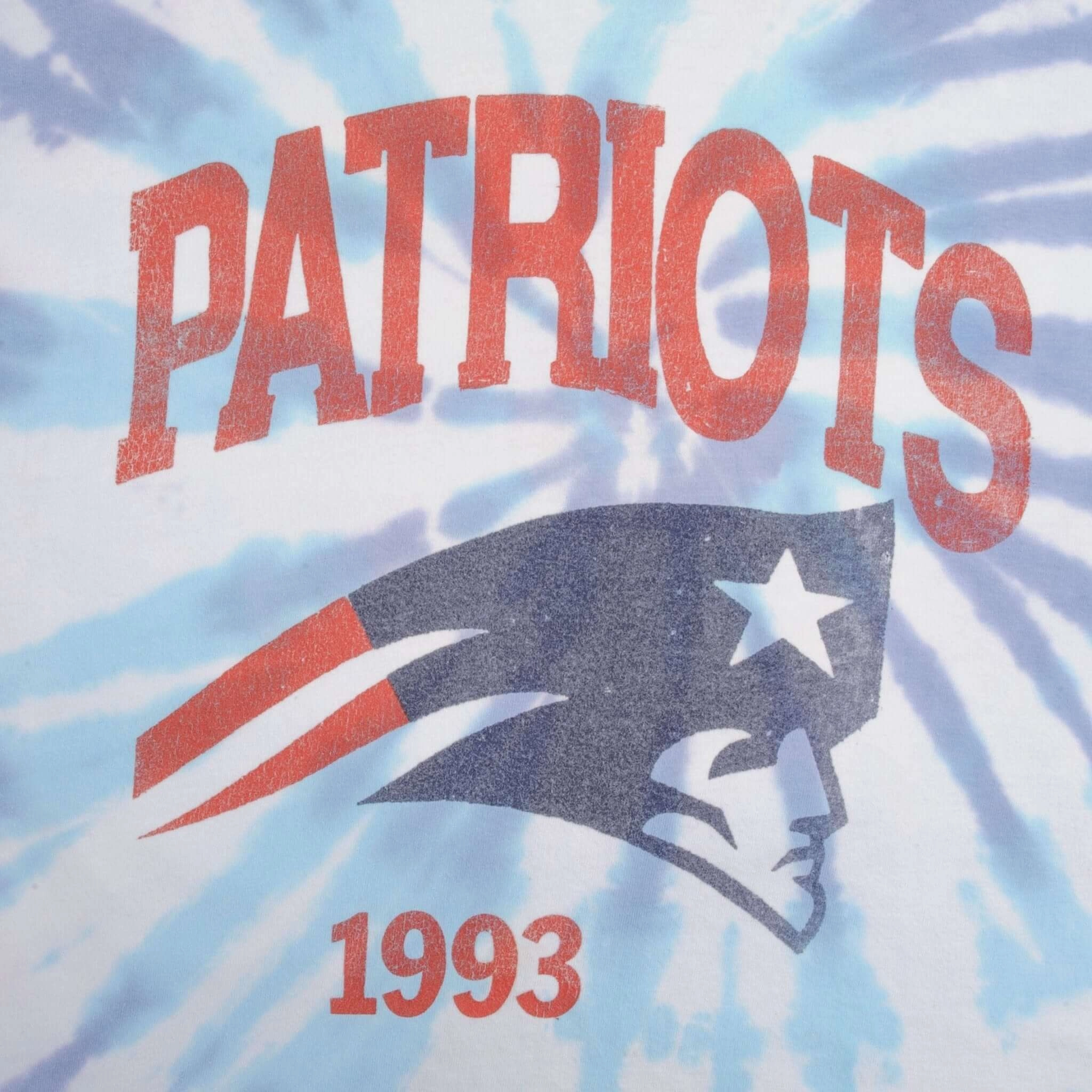 VINTAGE NFL TIE DYE NEW ENGLAND PATRIOTS TEE SHIRT 1993 SIZE XL MADE IN USA