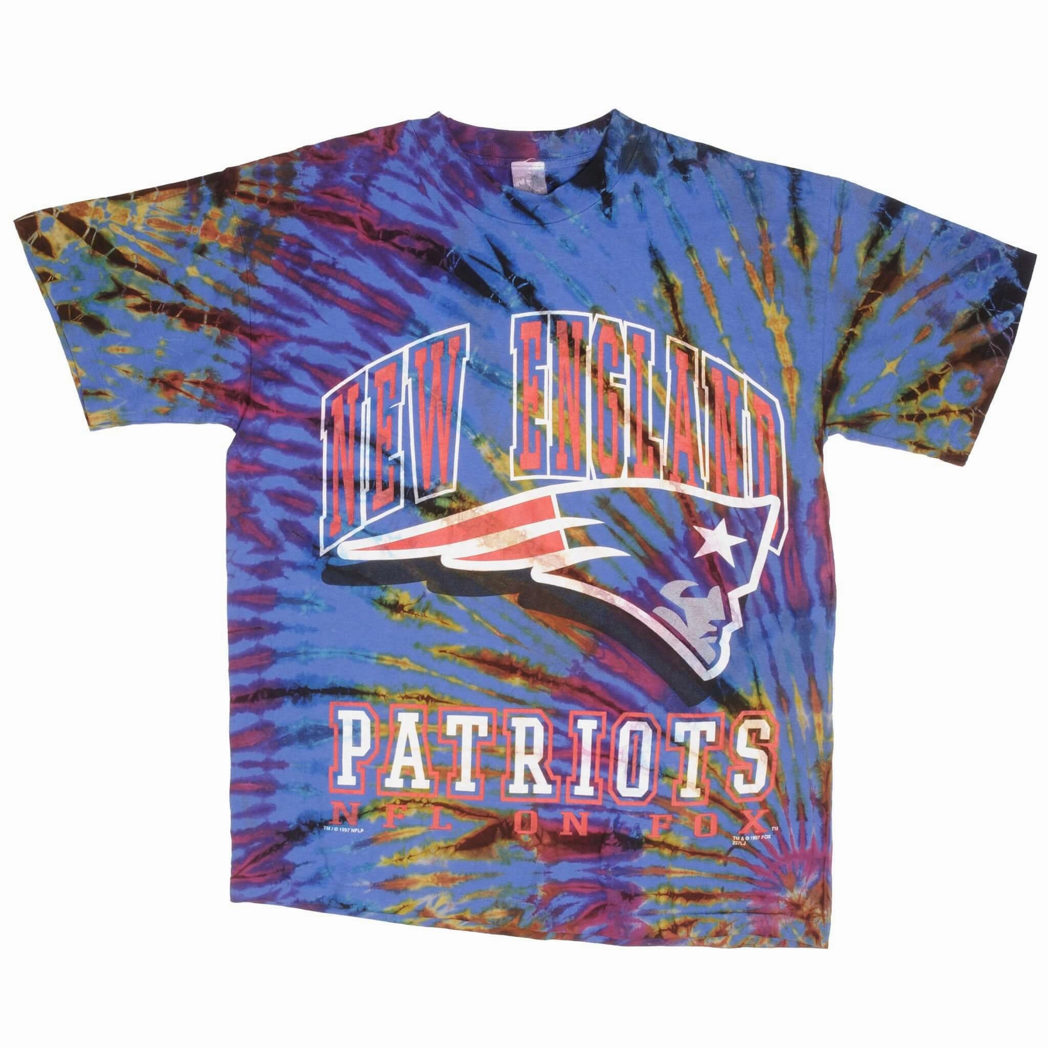 VINTAGE NFL TIE DYE NEW ENGLAND PATRIOTS TEE SHIRT 1997 SIZE LARGE MADE IN USA