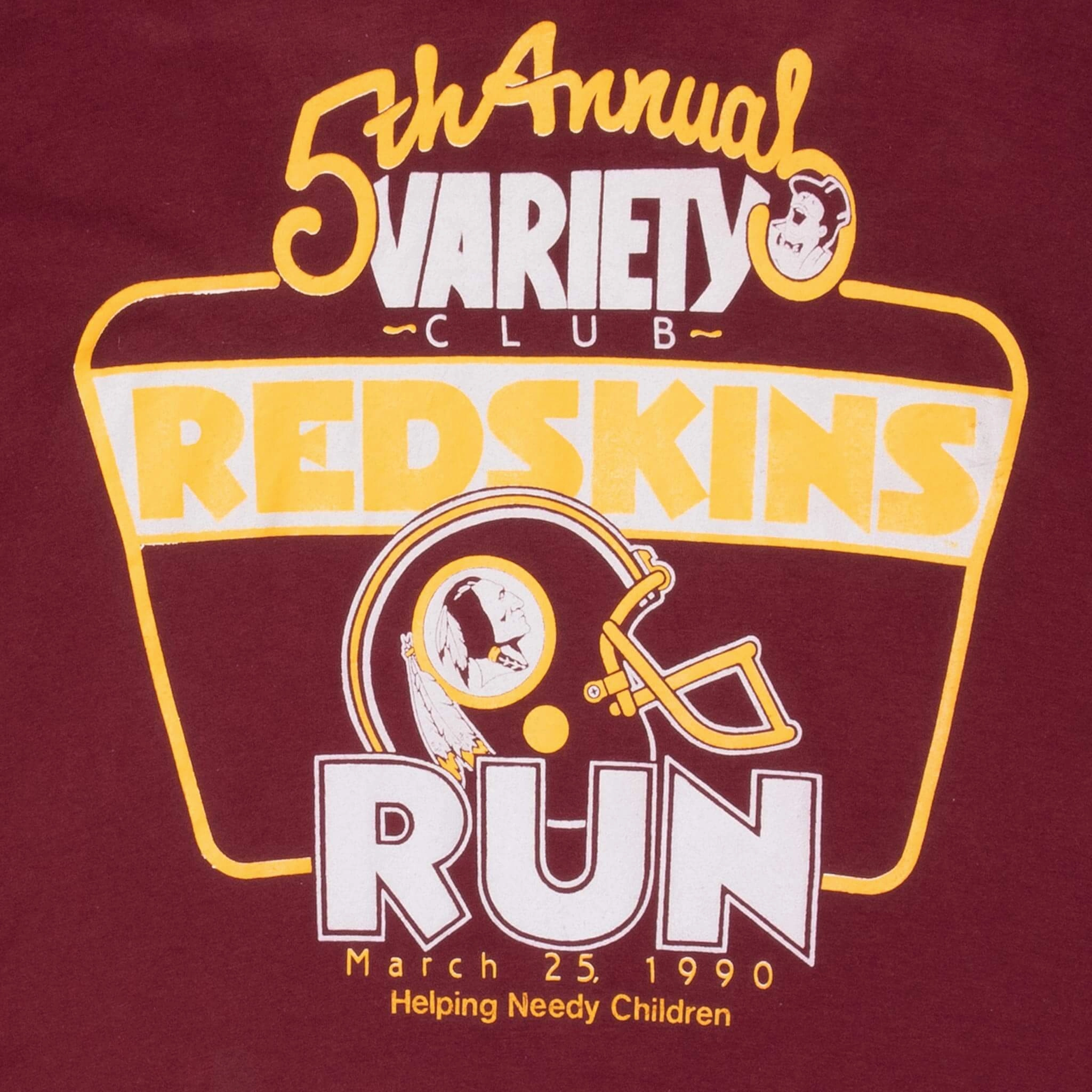 VINTAGE NFL WASHINGTON REDSKINS 5TH ANNUAL RUN 1990 TEE SHIRT MEDIUM MADE IN USA