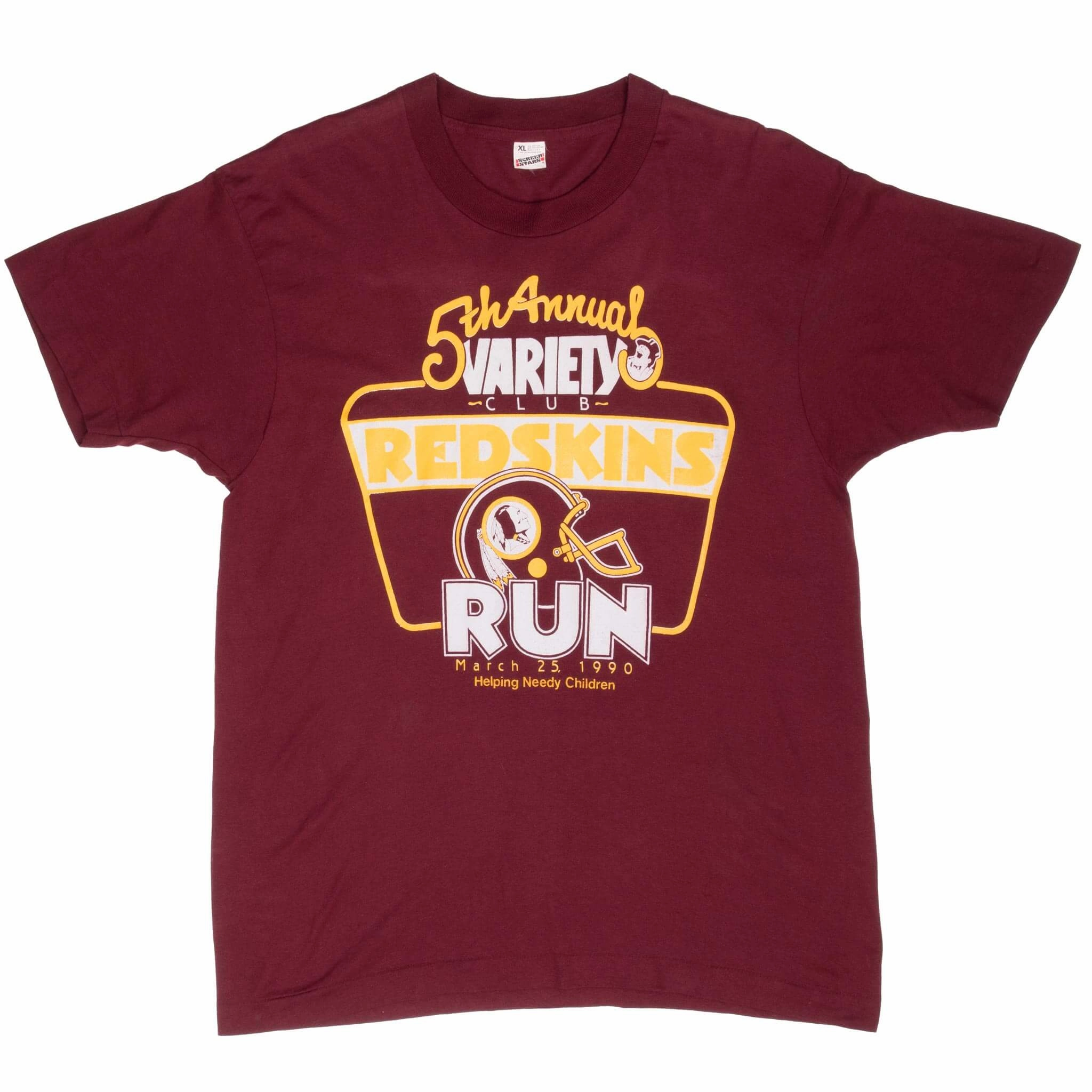 VINTAGE NFL WASHINGTON REDSKINS 5TH ANNUAL RUN 1990 TEE SHIRT MEDIUM MADE IN USA