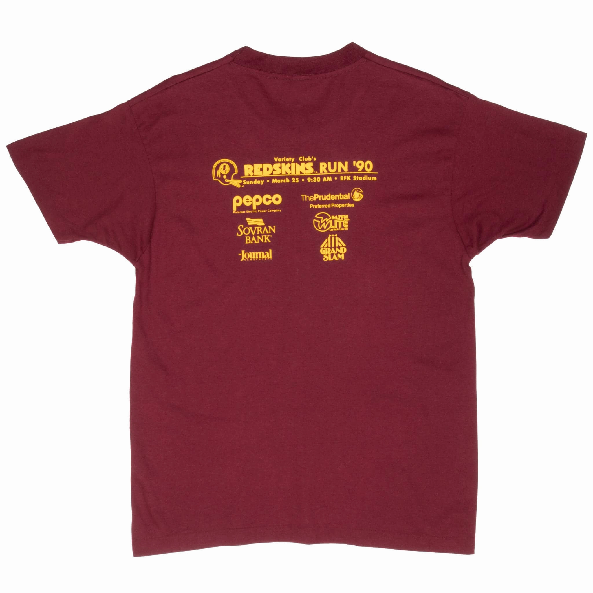 VINTAGE NFL WASHINGTON REDSKINS 5TH ANNUAL RUN 1990 TEE SHIRT MEDIUM MADE IN USA