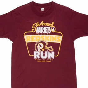 VINTAGE NFL WASHINGTON REDSKINS 5TH ANNUAL RUN 1990 TEE SHIRT MEDIUM MADE IN USA