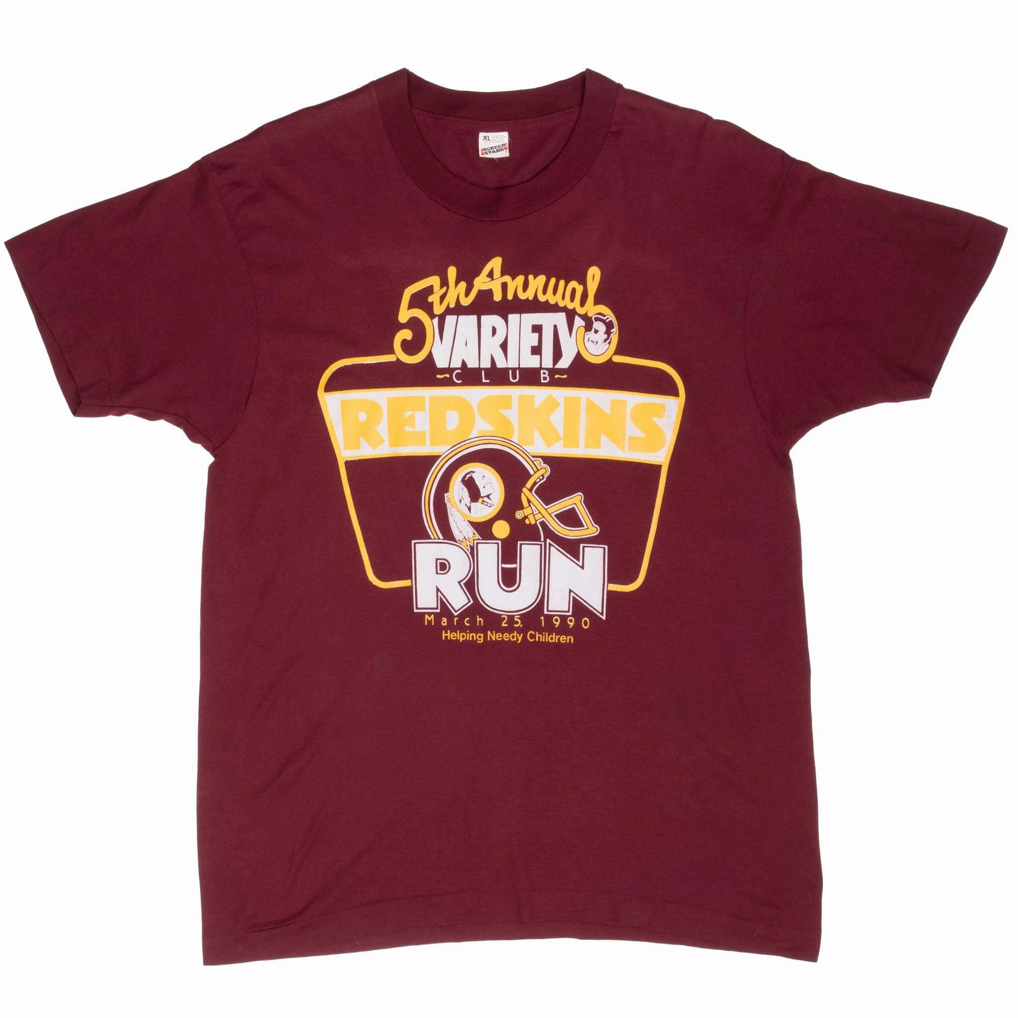 VINTAGE NFL WASHINGTON REDSKINS 5TH ANNUAL RUN 1990 TEE SHIRT MEDIUM MADE IN USA