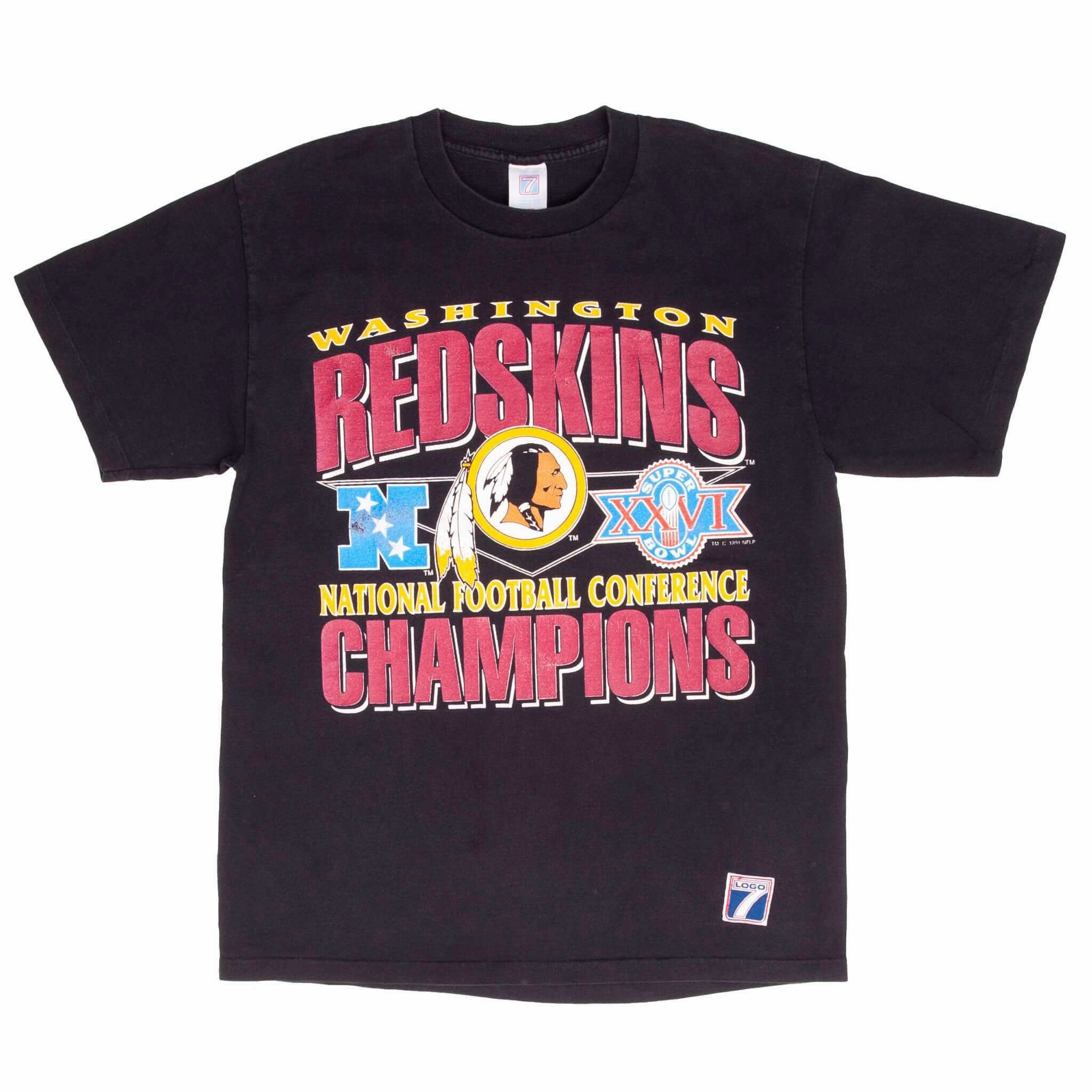 VINTAGE NFL WASHINGTON REDSKINS NFC CHAMPIONS 1991 TEE SHIRT MEDIUM MADE IN USA