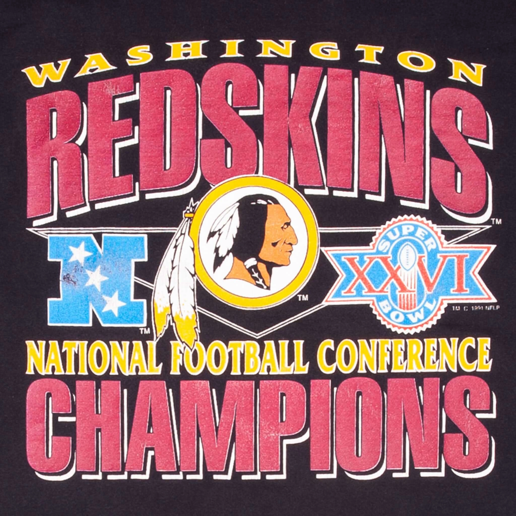 VINTAGE NFL WASHINGTON REDSKINS NFC CHAMPIONS 1991 TEE SHIRT MEDIUM MADE IN USA