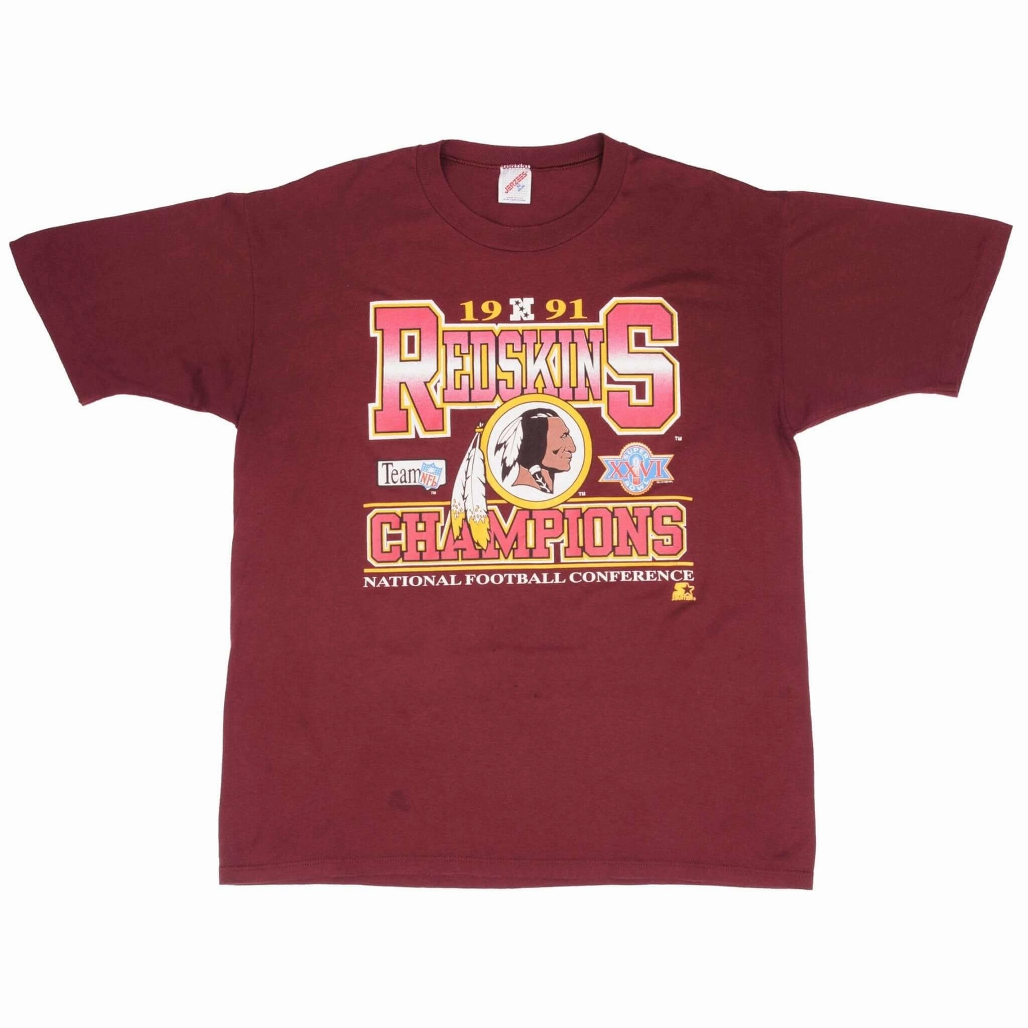 VINTAGE NFL WASHINGTON REDSKINS NFC CHAMPIONS 1991 TEE SHIRT SIZE XL MADE IN USA