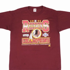 VINTAGE NFL WASHINGTON REDSKINS NFC CHAMPIONS 1991 TEE SHIRT SIZE XL MADE IN USA