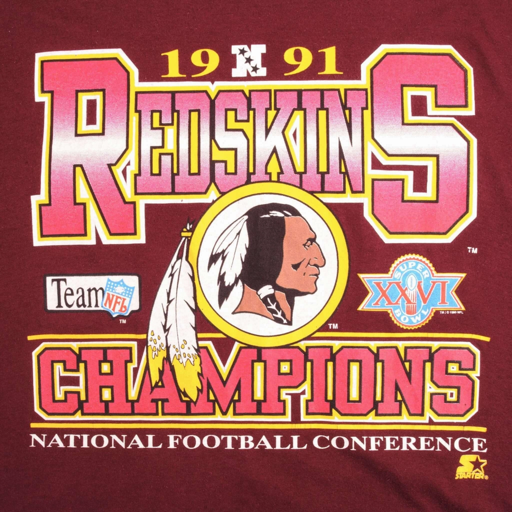 VINTAGE NFL WASHINGTON REDSKINS NFC CHAMPIONS 1991 TEE SHIRT SIZE XL MADE IN USA