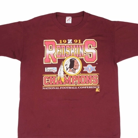VINTAGE NFL WASHINGTON REDSKINS NFC CHAMPIONS 1991 TEE SHIRT SIZE XL MADE IN USA