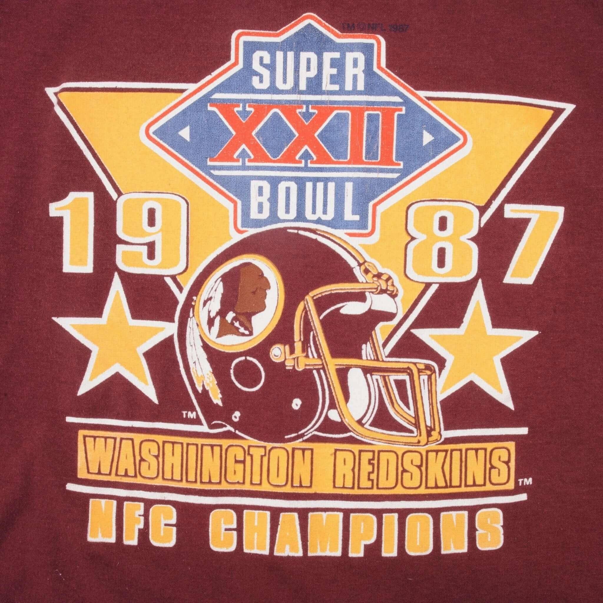 VINTAGE NFL WASHINGTON REDSKINS SUPER BOWL 1987 TEE SHIRT LARGE MADE IN USA