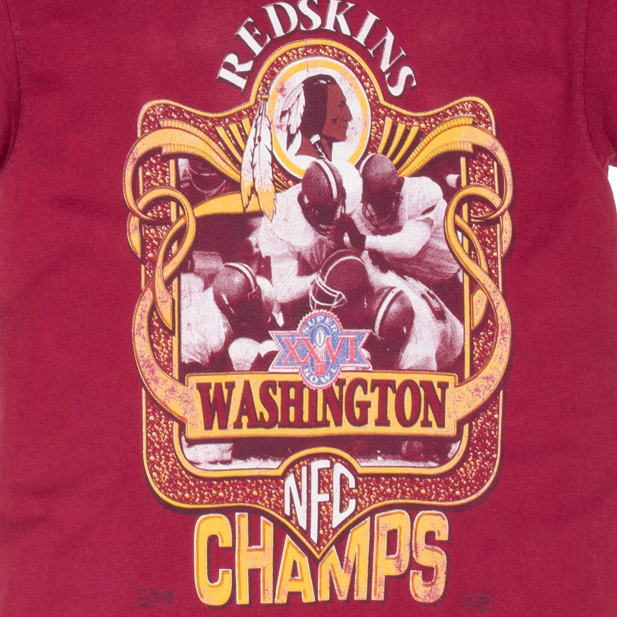 VINTAGE NFL WASHINGTON REDSKINS SUPER BOWL 1992 TEE SHIRT SMALL MADE IN USA