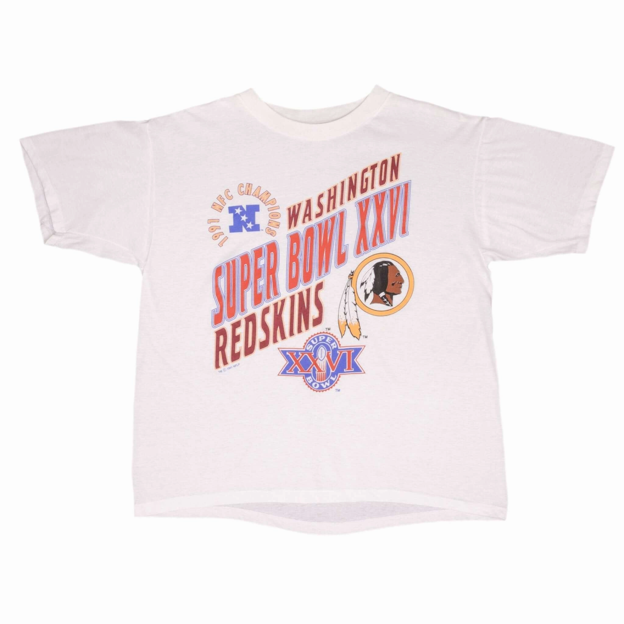 VINTAGE NFL WASHINGTON REDSKINS SUPER BOWL XXVI 1992 TEE SHIRT SIZE XL
