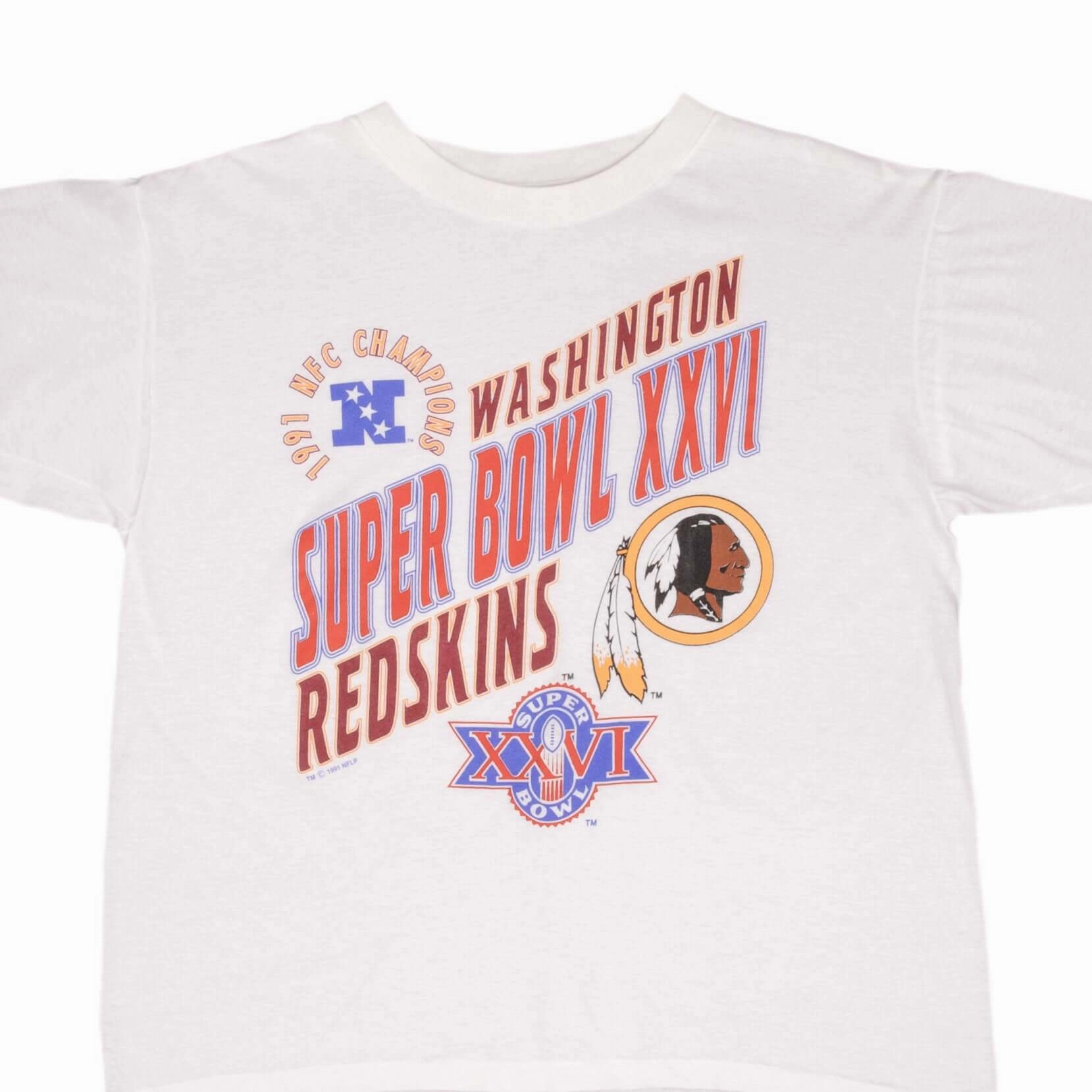 VINTAGE NFL WASHINGTON REDSKINS SUPER BOWL XXVI 1992 TEE SHIRT SIZE XL