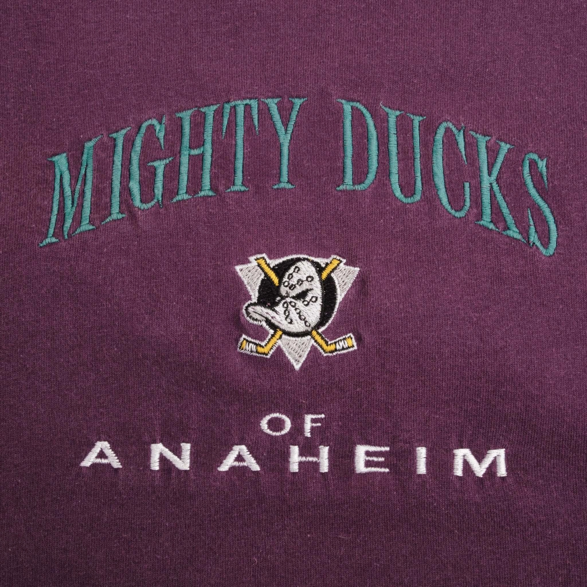 VINTAGE NHL ANAHEIM MIGHTY DUCKS EMBROIDERED TEE SHIRT 1990S XL MADE IN USA