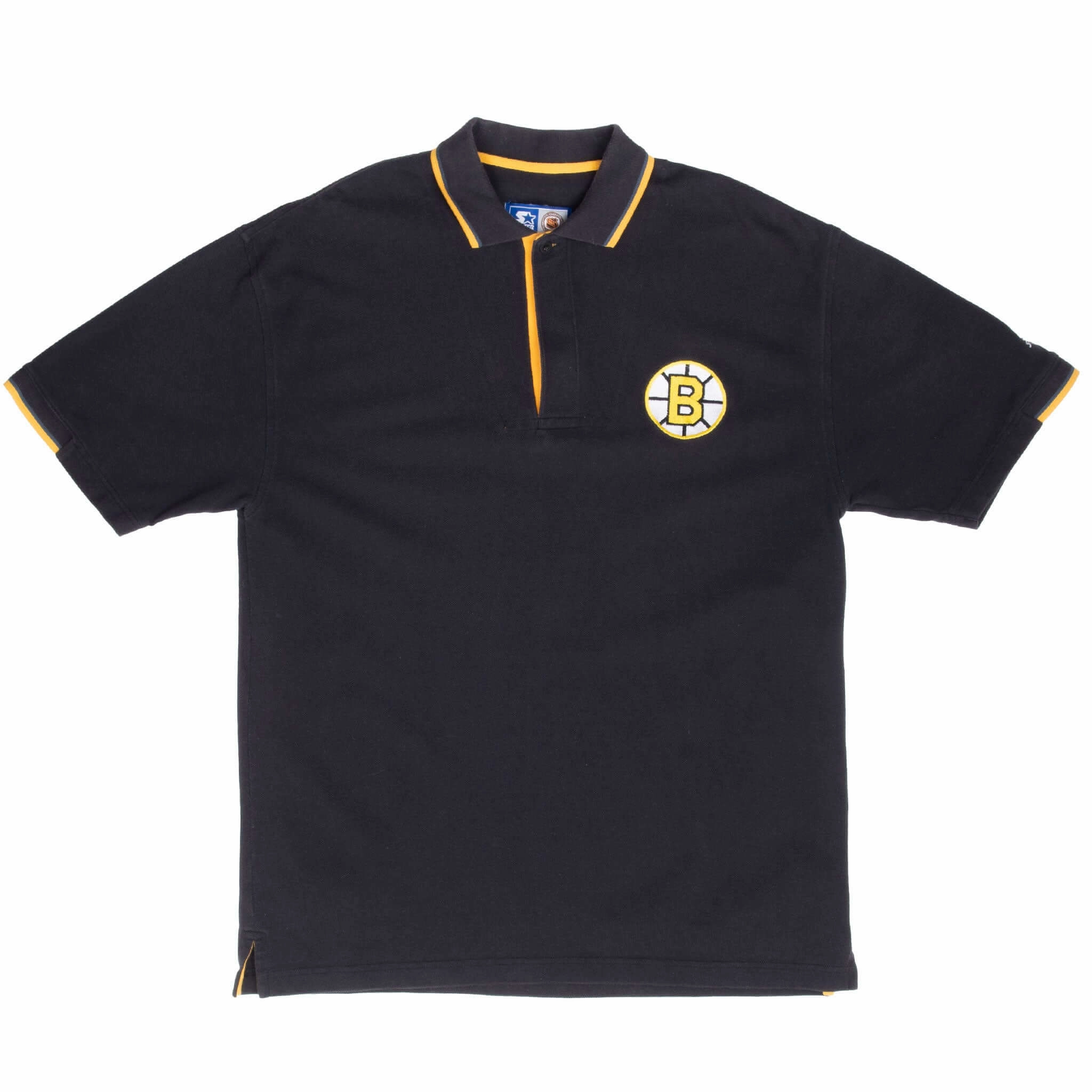 VINTAGE NHL BOSTON BRUINS STARTER POLO SHIRT 1990S LARGE