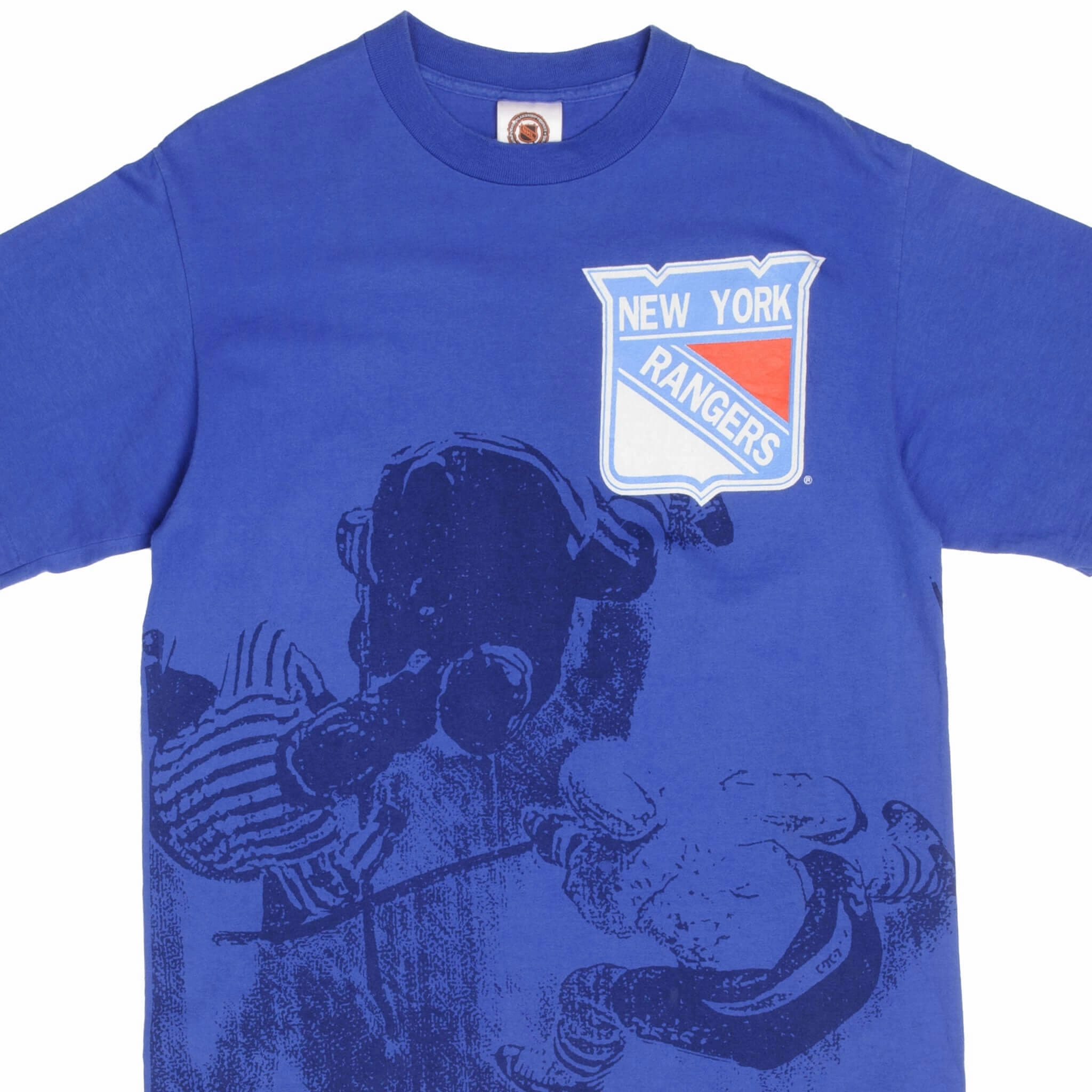 VINTAGE NHL NEW YORK RANGERS ALL OVER PRINT TEE SHIRT 1990S LARGE MADE IN USA