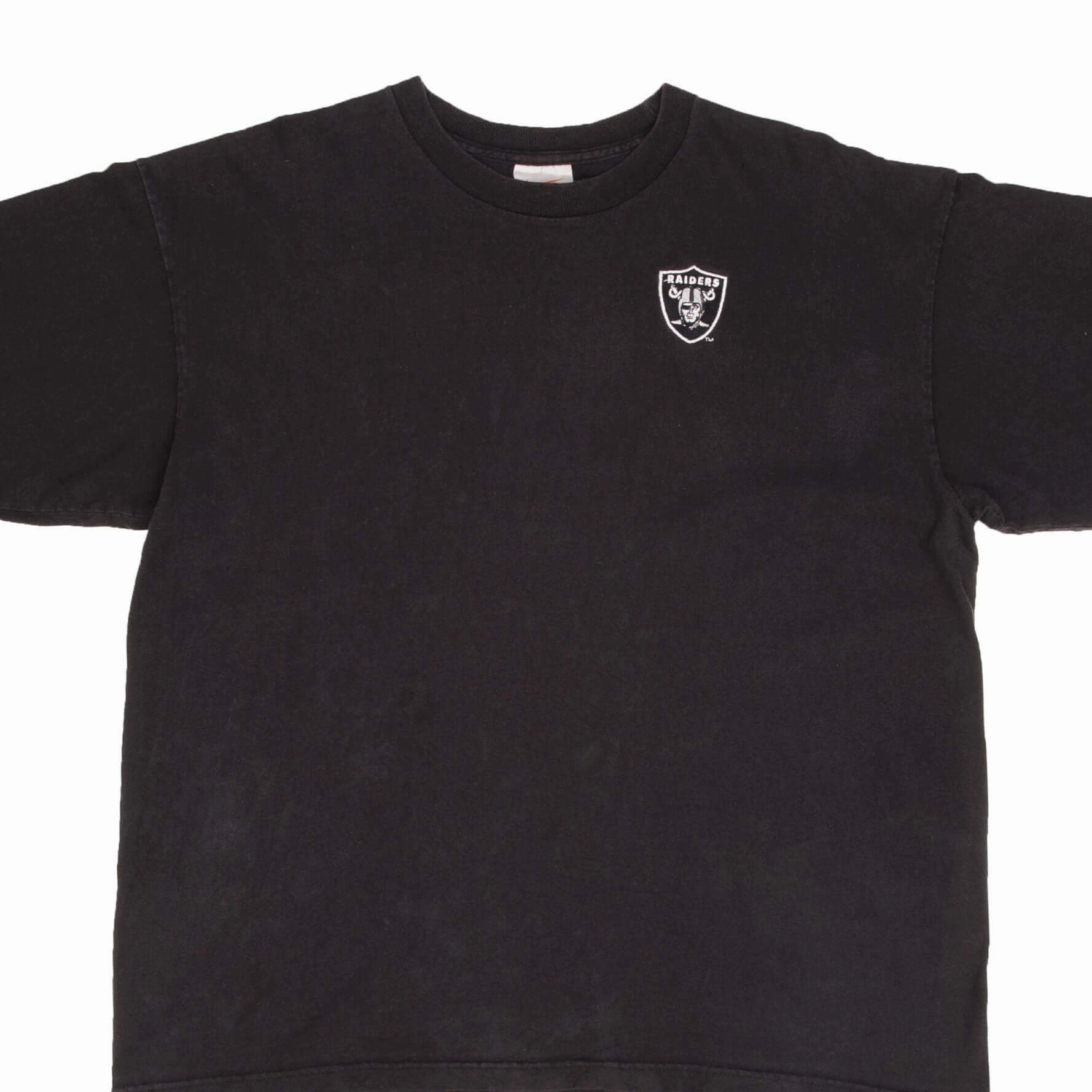 VINTAGE NIKE NFL OAKLAND RAIDERS BLACK TEE SHIRT 1990S SIZE XL MADE IN USA