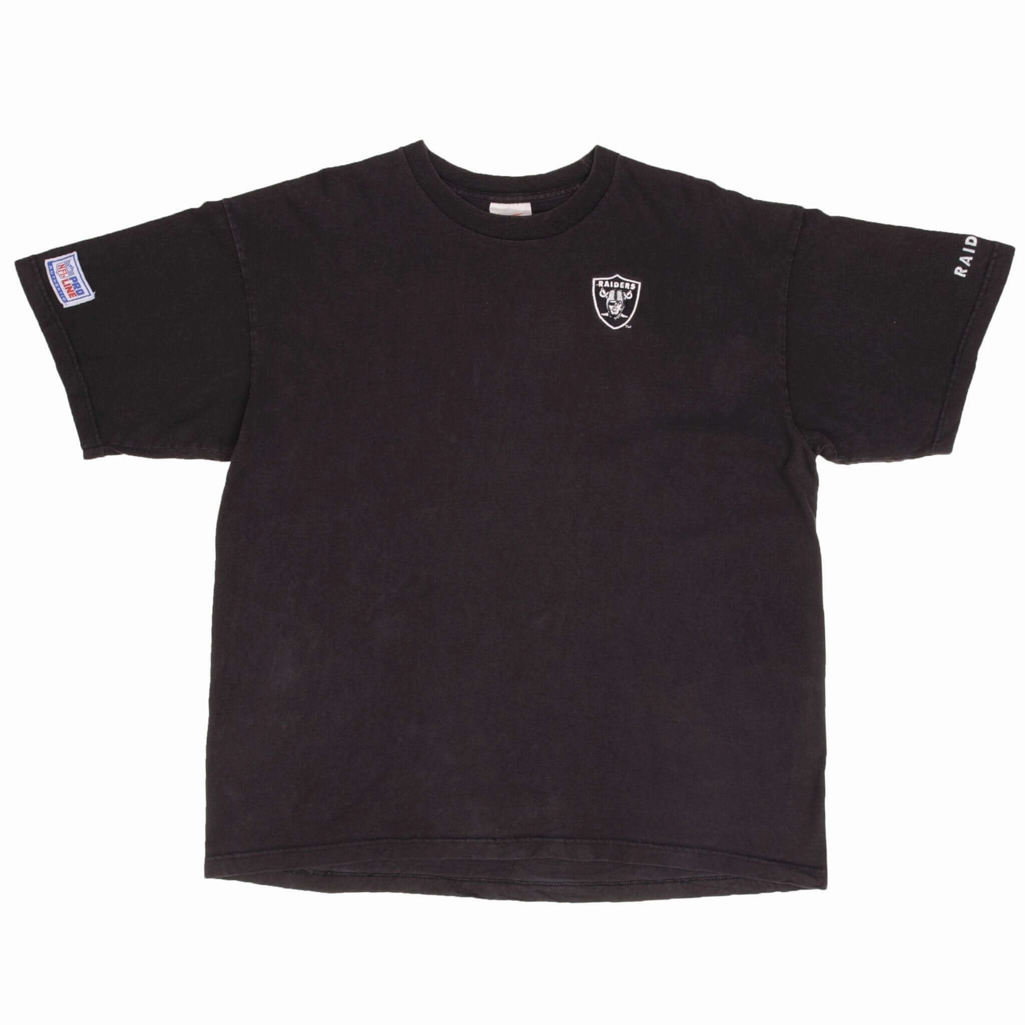 VINTAGE NIKE NFL OAKLAND RAIDERS BLACK TEE SHIRT 1990S SIZE XL MADE IN USA