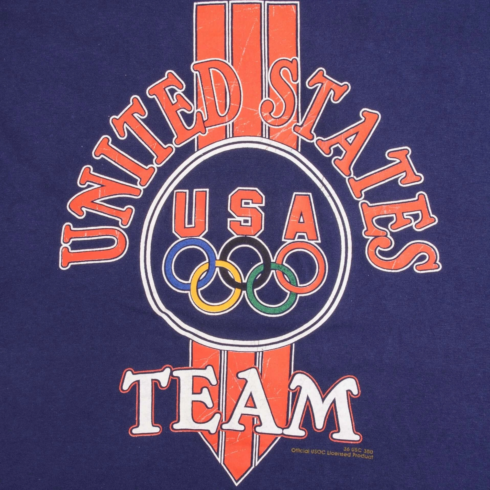 VINTAGE OLYMPIC GAMES TEAM USA TEE SHIRT SIZE LARGE MADE IN USA