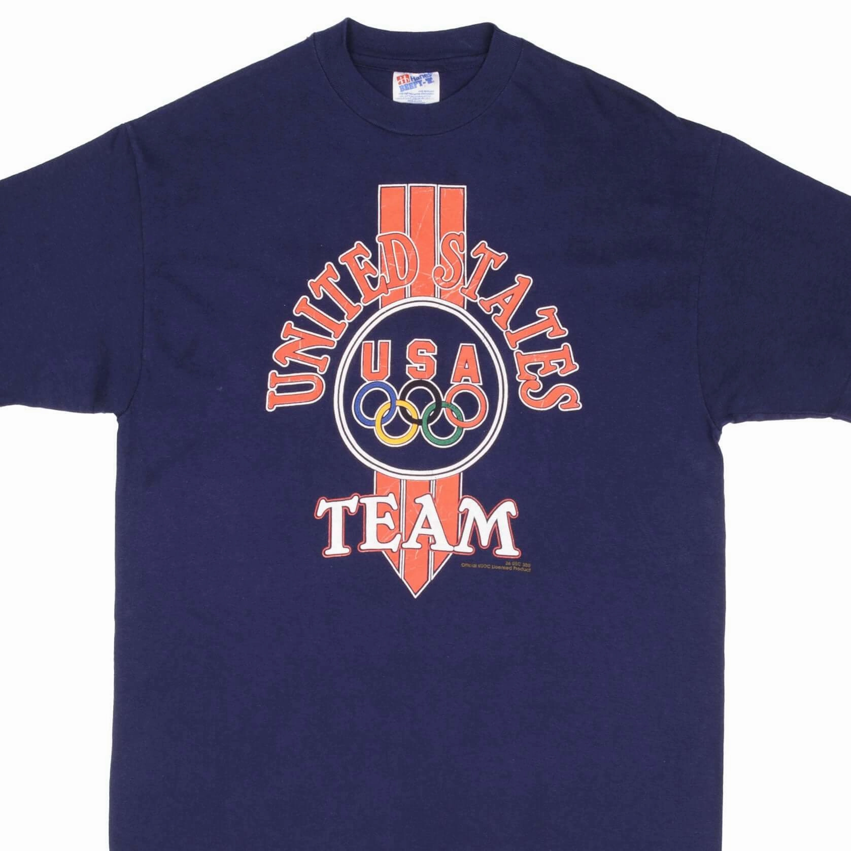 VINTAGE OLYMPIC GAMES TEAM USA TEE SHIRT SIZE LARGE MADE IN USA