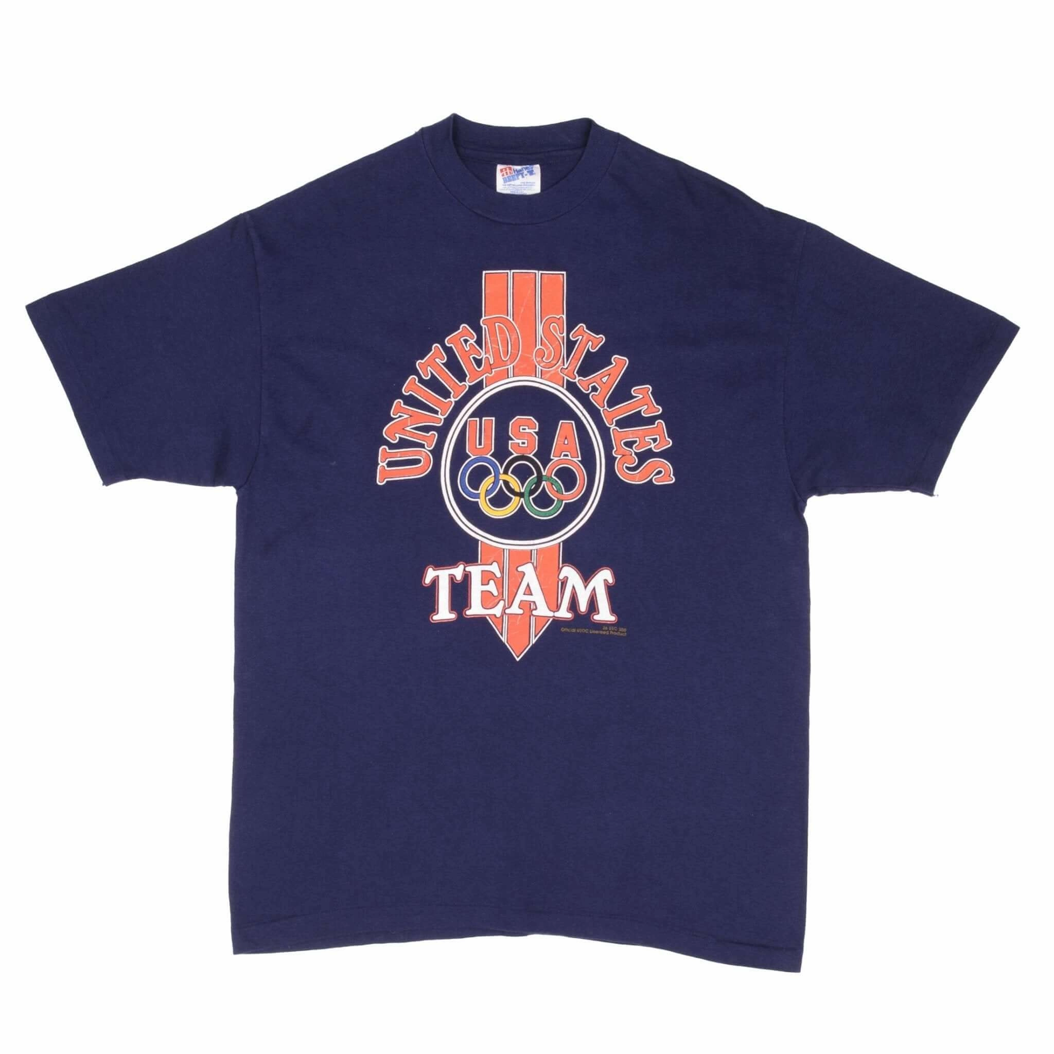 VINTAGE OLYMPIC GAMES TEAM USA TEE SHIRT SIZE LARGE MADE IN USA