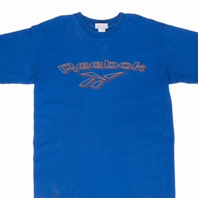 VINTAGE REEBOK 1990S BLUE TEE SHIRT LARGE MADE IN USA