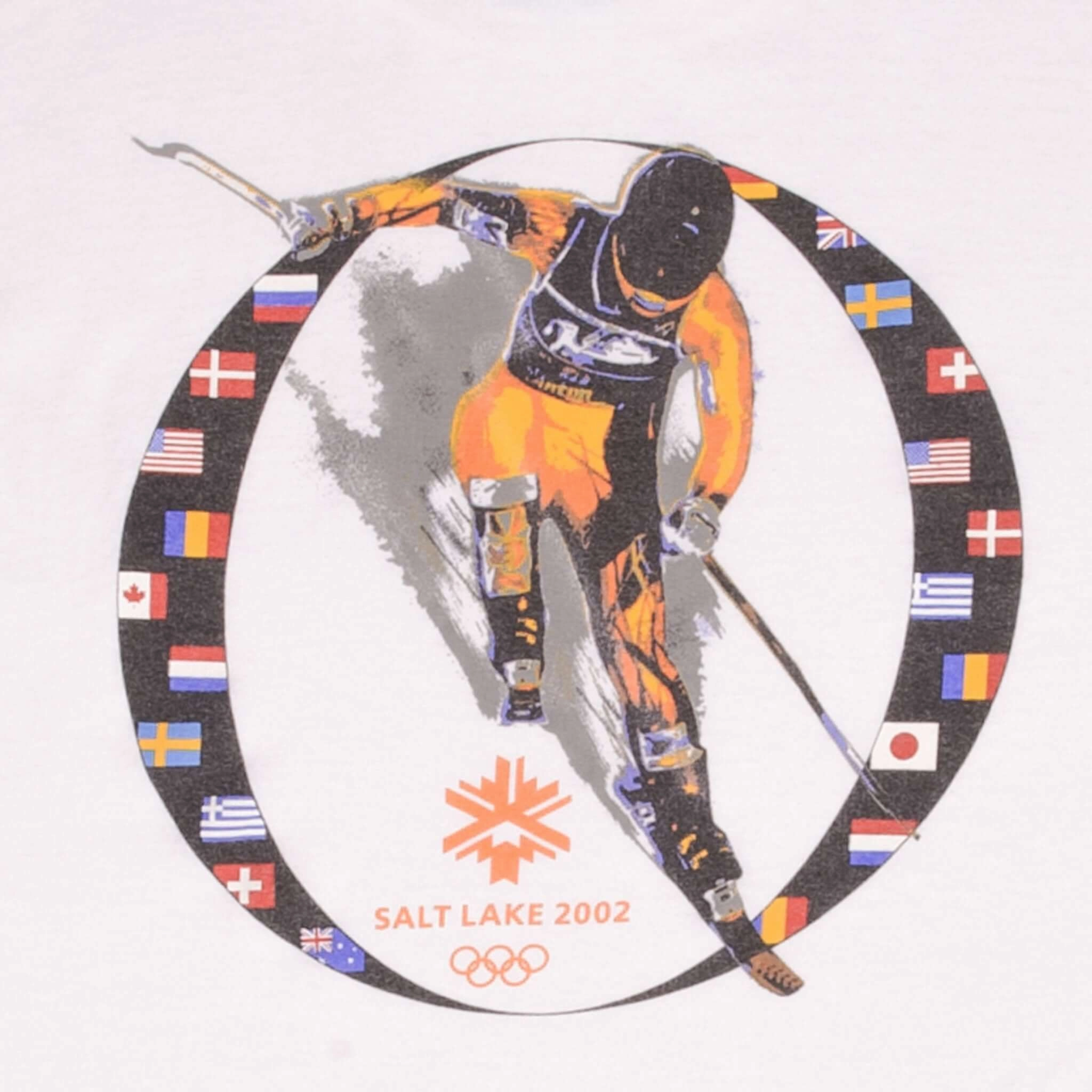 VINTAGE SALT LAKE WINTER OLYMPIC GAMES 2002 SKI TEE SHIRT SIZE XL