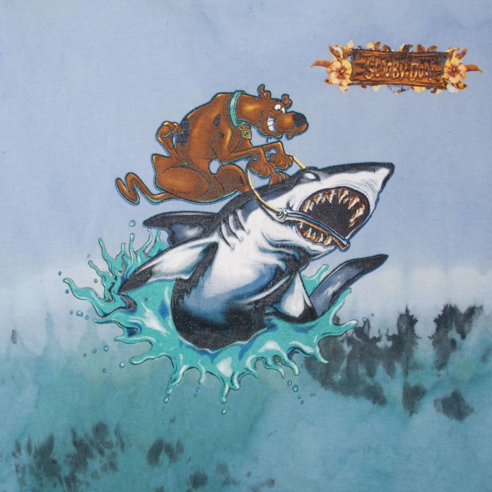 VINTAGE SCOOBY DOO TIE DYE SHARK TEE SHIRT 1999 SIZE MEDIUM