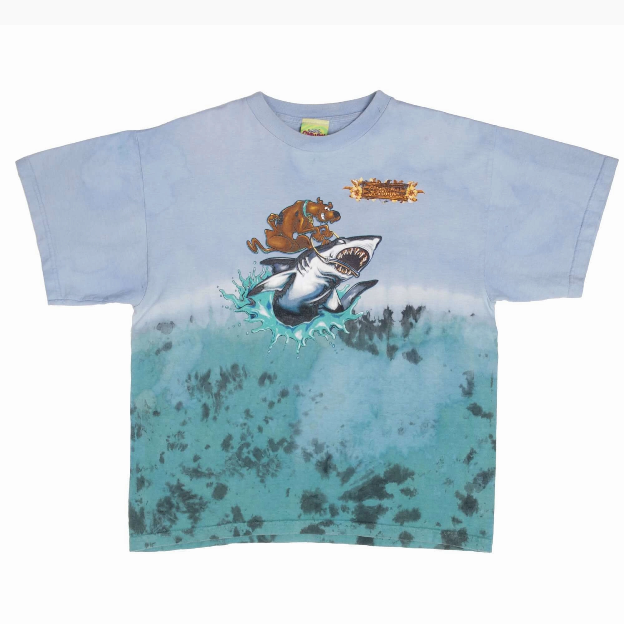 VINTAGE SCOOBY DOO TIE DYE SHARK TEE SHIRT 1999 SIZE MEDIUM