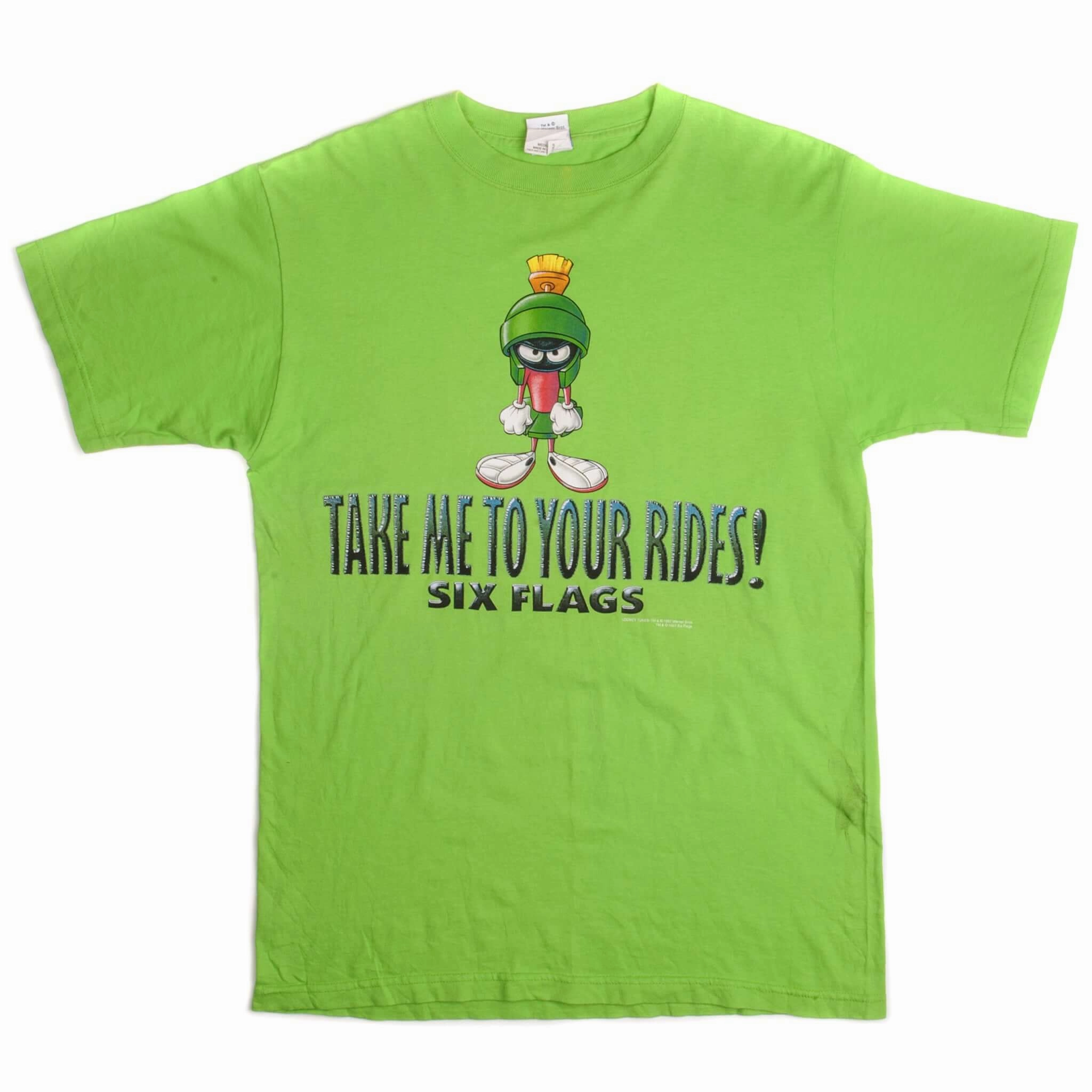 VINTAGE SIX FLAGS LOONEY TUNES MARVIN THE MARTIAN TEE SHIRT 1997 MEDIUM MADE USA