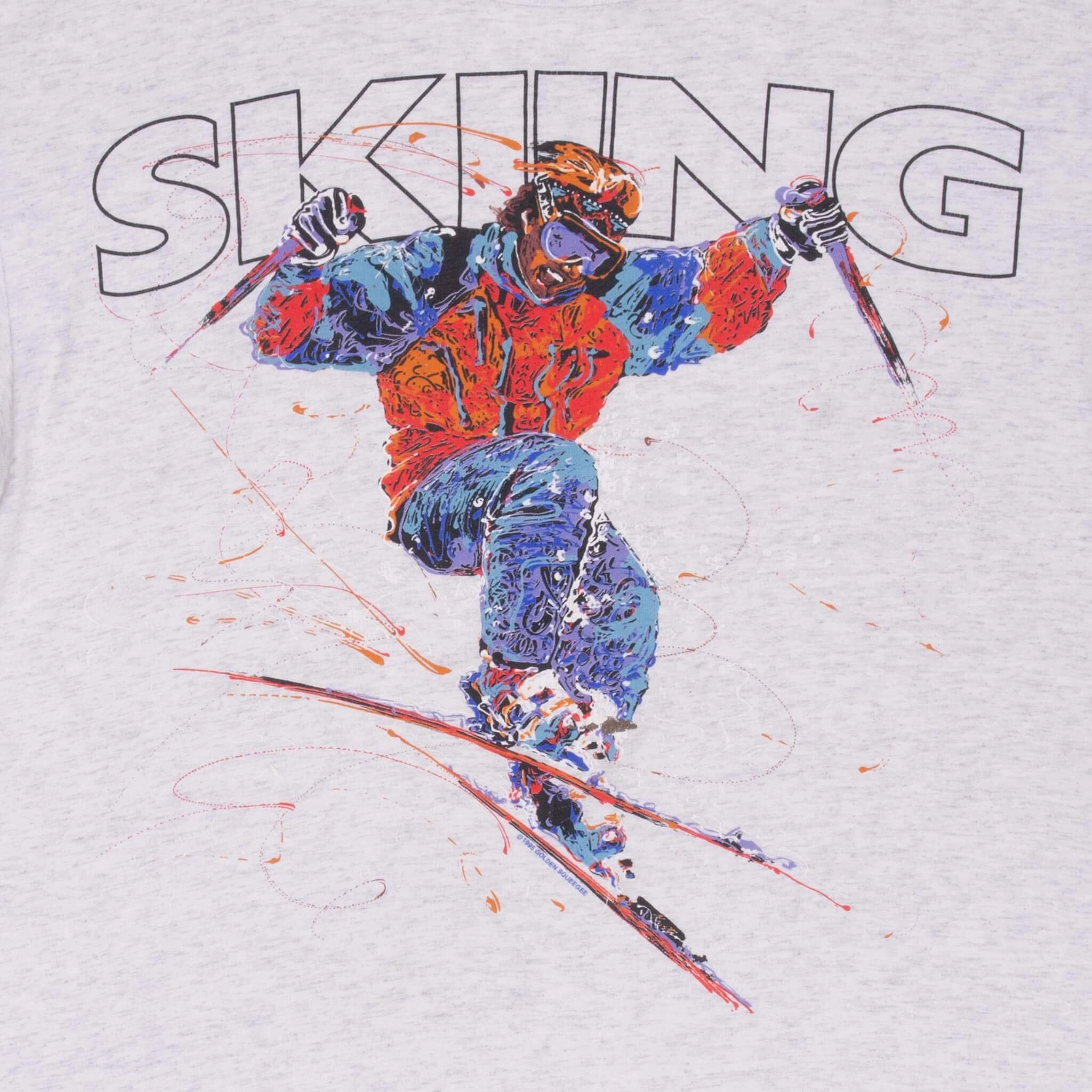 VINTAGE SKI GOLDEN SQUEEGEE GREY TEE SHIRT 1995 XL