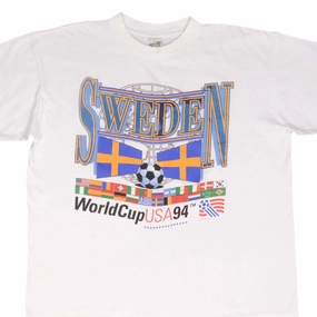 VINTAGE SOCCER TEAM SWEDEN WORLD CUP 1994 USA TEE SHIRT SIZE XL
