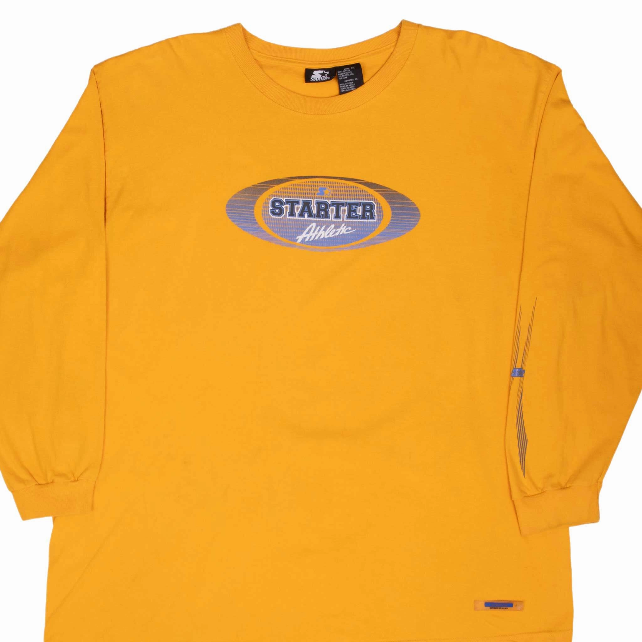 VINTAGE STARTER ATHLETIC YELLOW LONG SLEEVE TEE SHIRT 1990S XL