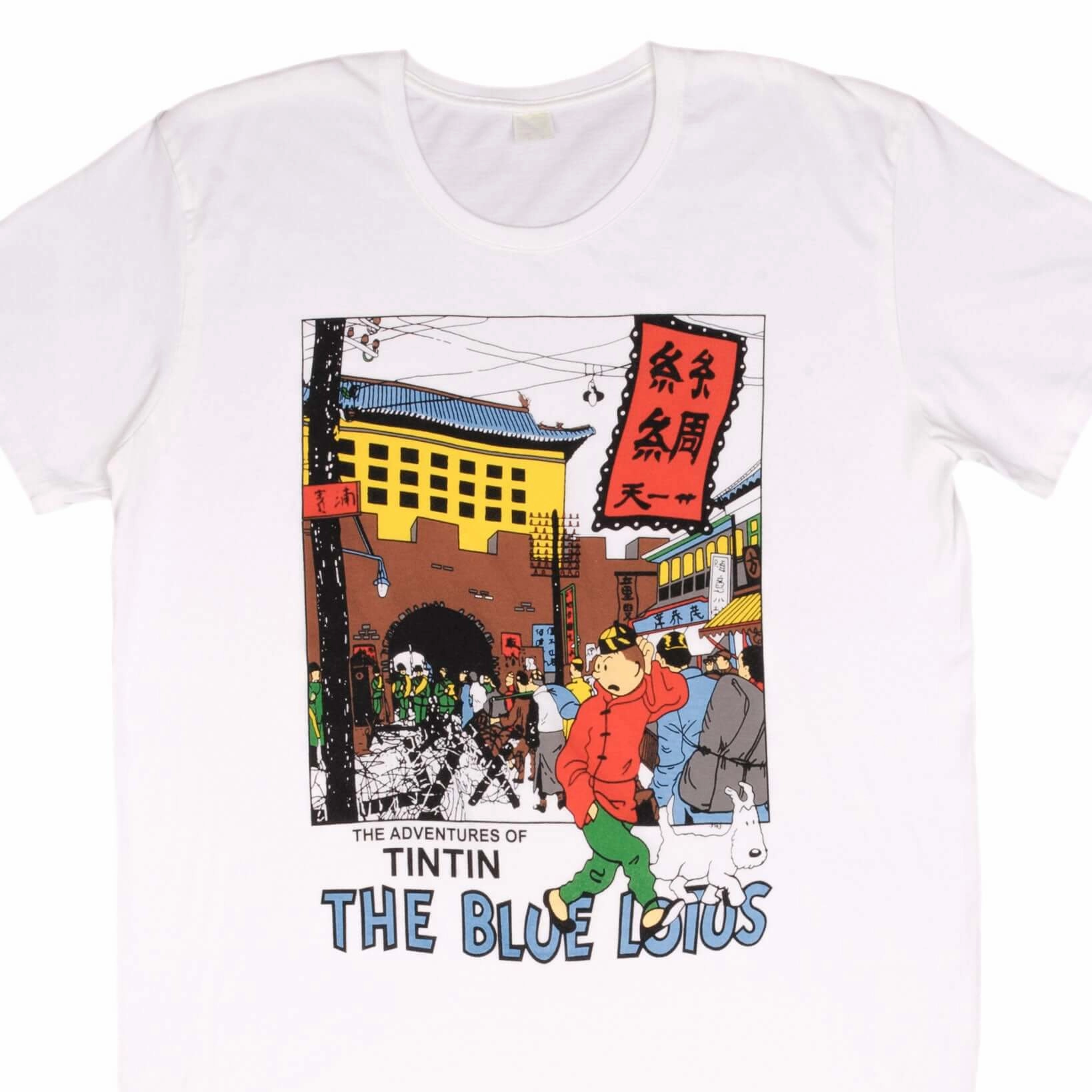 VINTAGE THE ADVENTURES OF TINTIN THE BLUE LOTUS TEE SHIRT SIZE XL