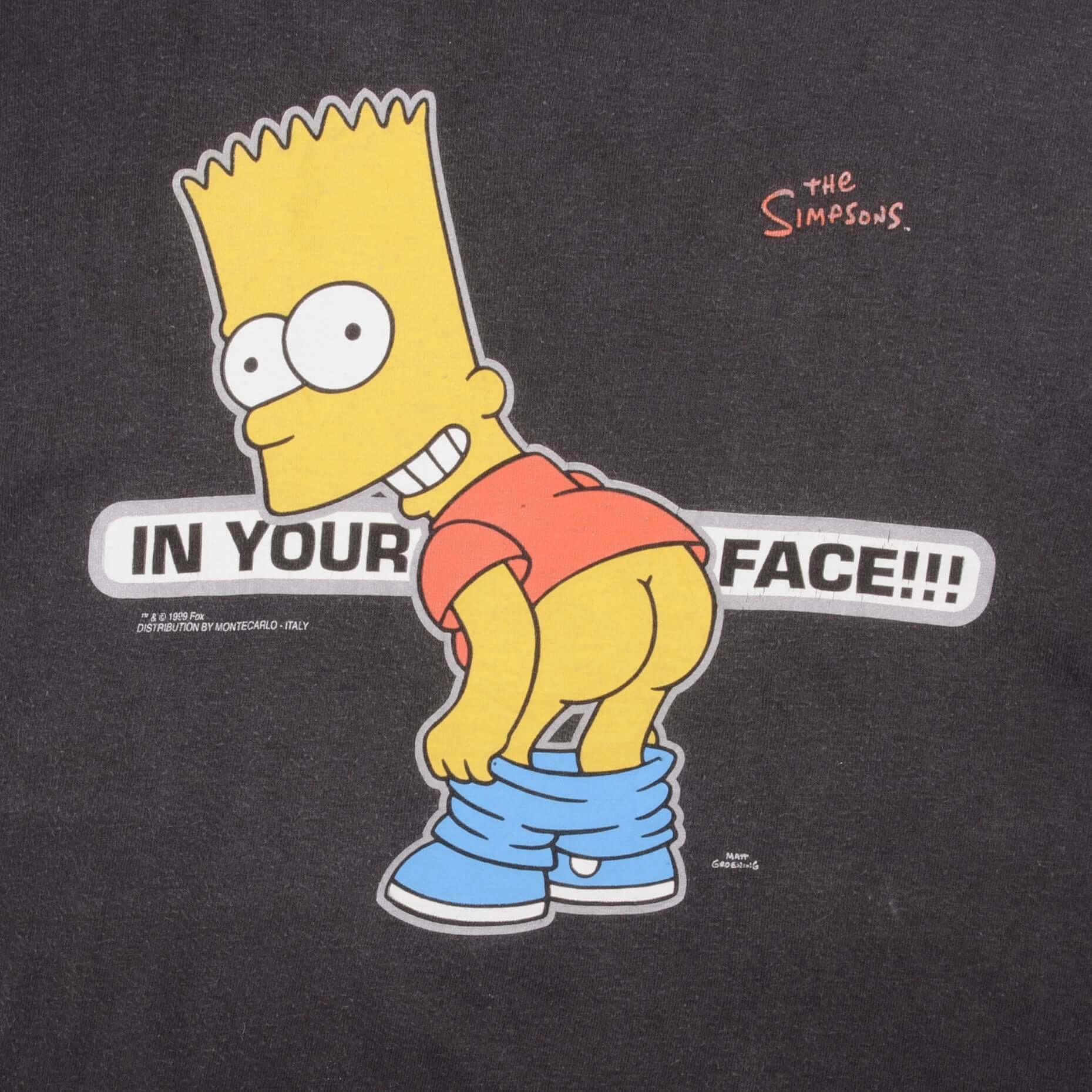 VINTAGE THE SIMPSONS BART IN YOUR FACE TEE SHIRT 1999 SIZE MEDIUM