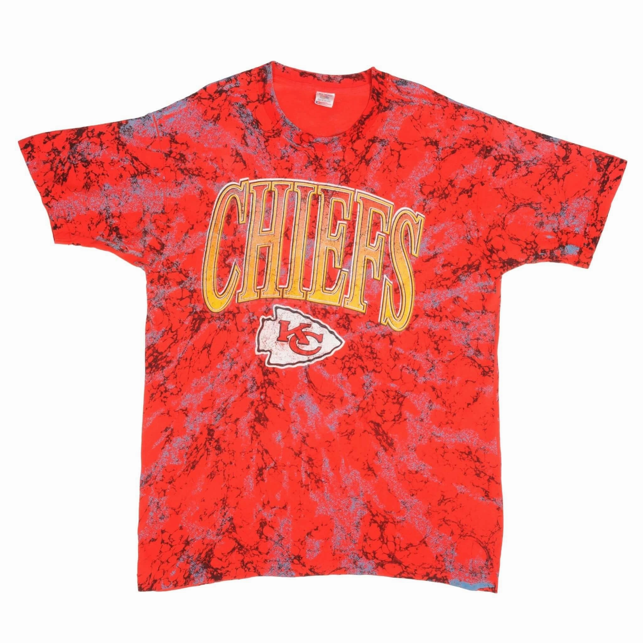 VINTAGE TIE DYE NFL KANSAS CITY CHIEFS TEE SHIRT 1990S SIZE XL MADE IN USA
