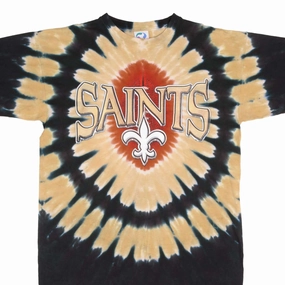 VINTAGE TIE DYE NFL NEW ORLEANS SAINTS LIQUID BLUE TEE SHIRT 1990S SIZE LARGE