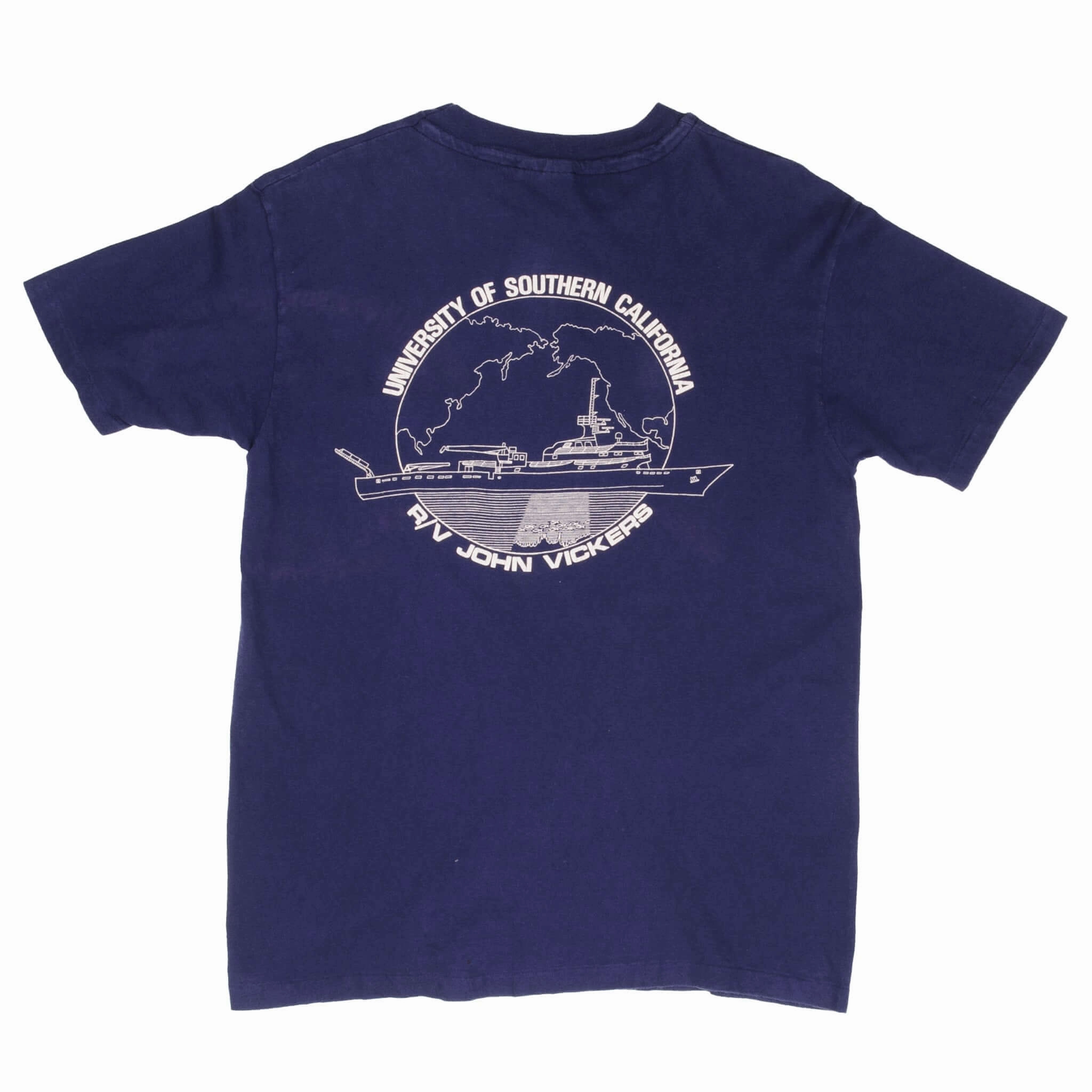 VINTAGE USC HIMS R/V JOHN VICKERS TEE SHIRT 1990S SIZE MEDIUM MADE IN USA