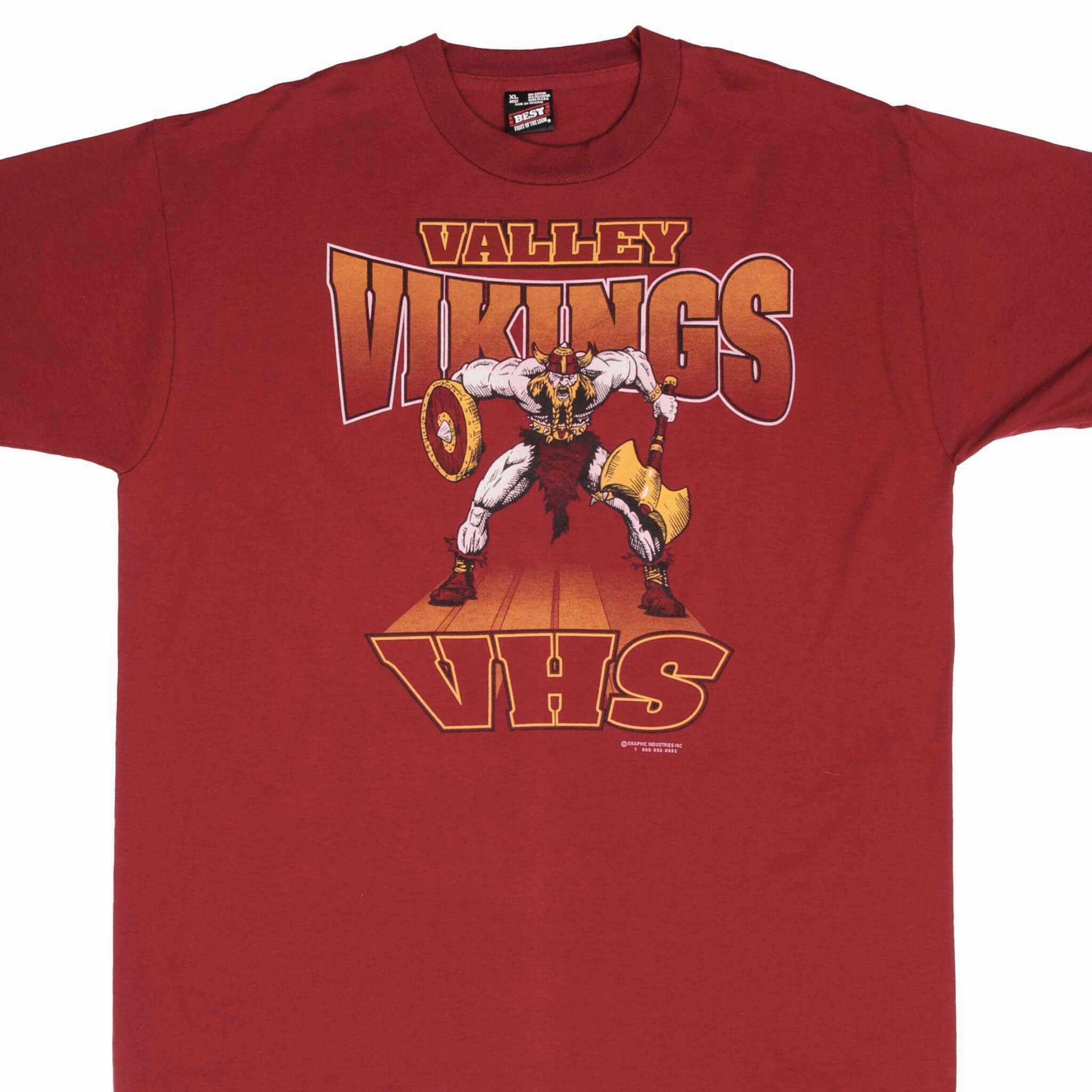 VINTAGE VALLEY HIGH SCHOOL VIKINGS TEE SHIRT 1990S SIZE XL MADE IN USA