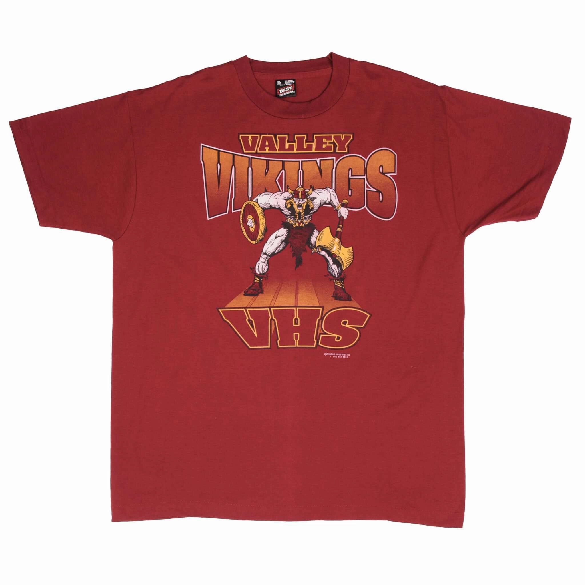 VINTAGE VALLEY HIGH SCHOOL VIKINGS TEE SHIRT 1990S SIZE XL MADE IN USA
