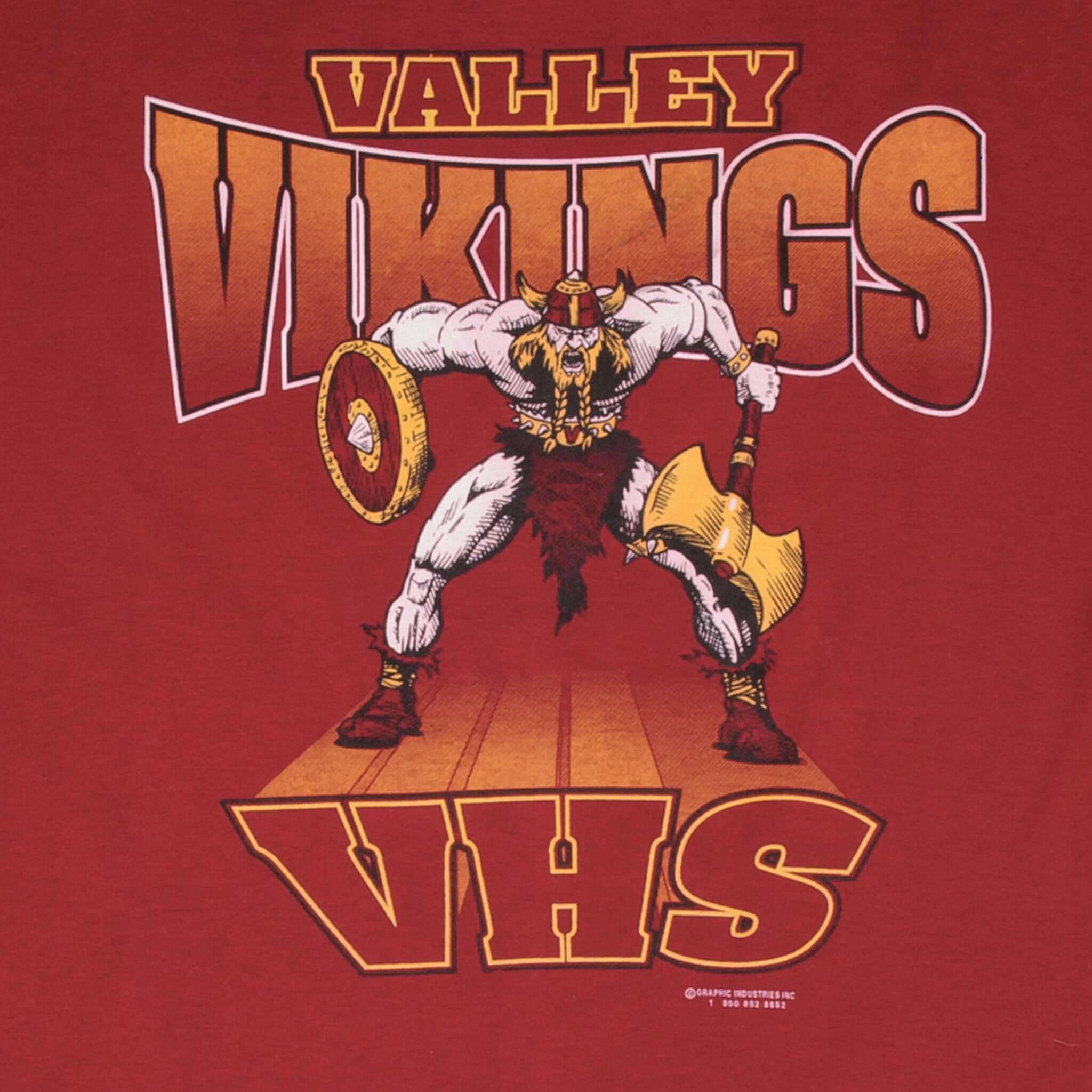 VINTAGE VALLEY HIGH SCHOOL VIKINGS TEE SHIRT 1990S SIZE XL MADE IN USA