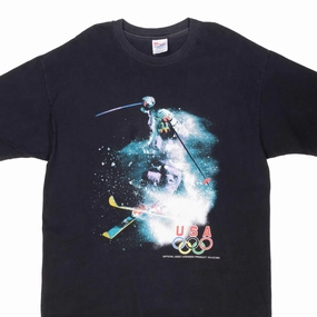 VINTAGE WINTER OLYMPICS TEAM USA SKI TEE SHIRT 1990S XL