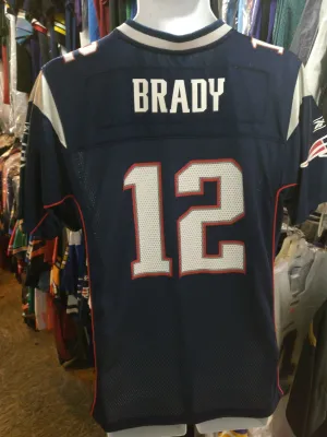Vtg #12 TIM BRADY New England Patriots NFL Reebok Jersey YXL (Mint)