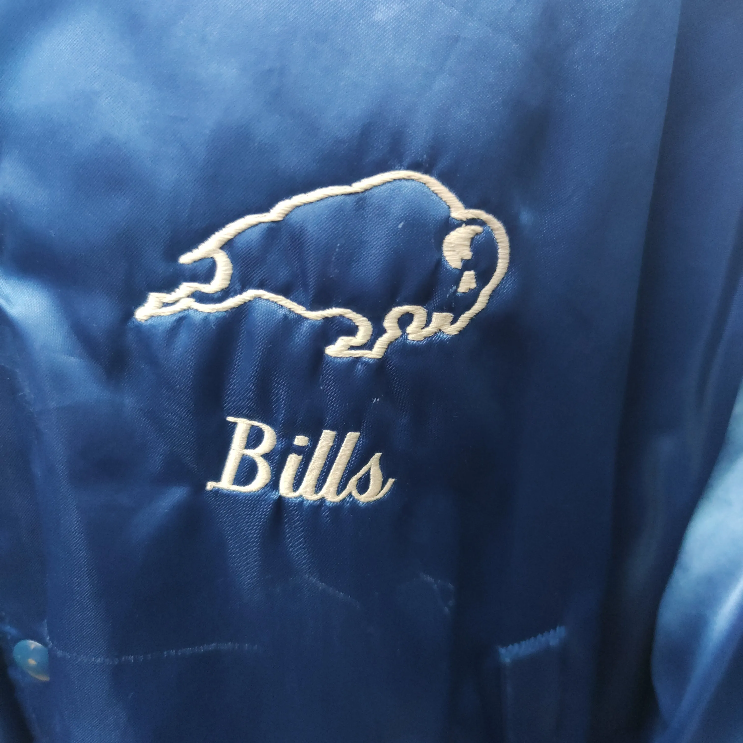 Vtg 80s BUFFALO BILLS NFL Back Embroidery Chalk Line Nylon Jacket XL