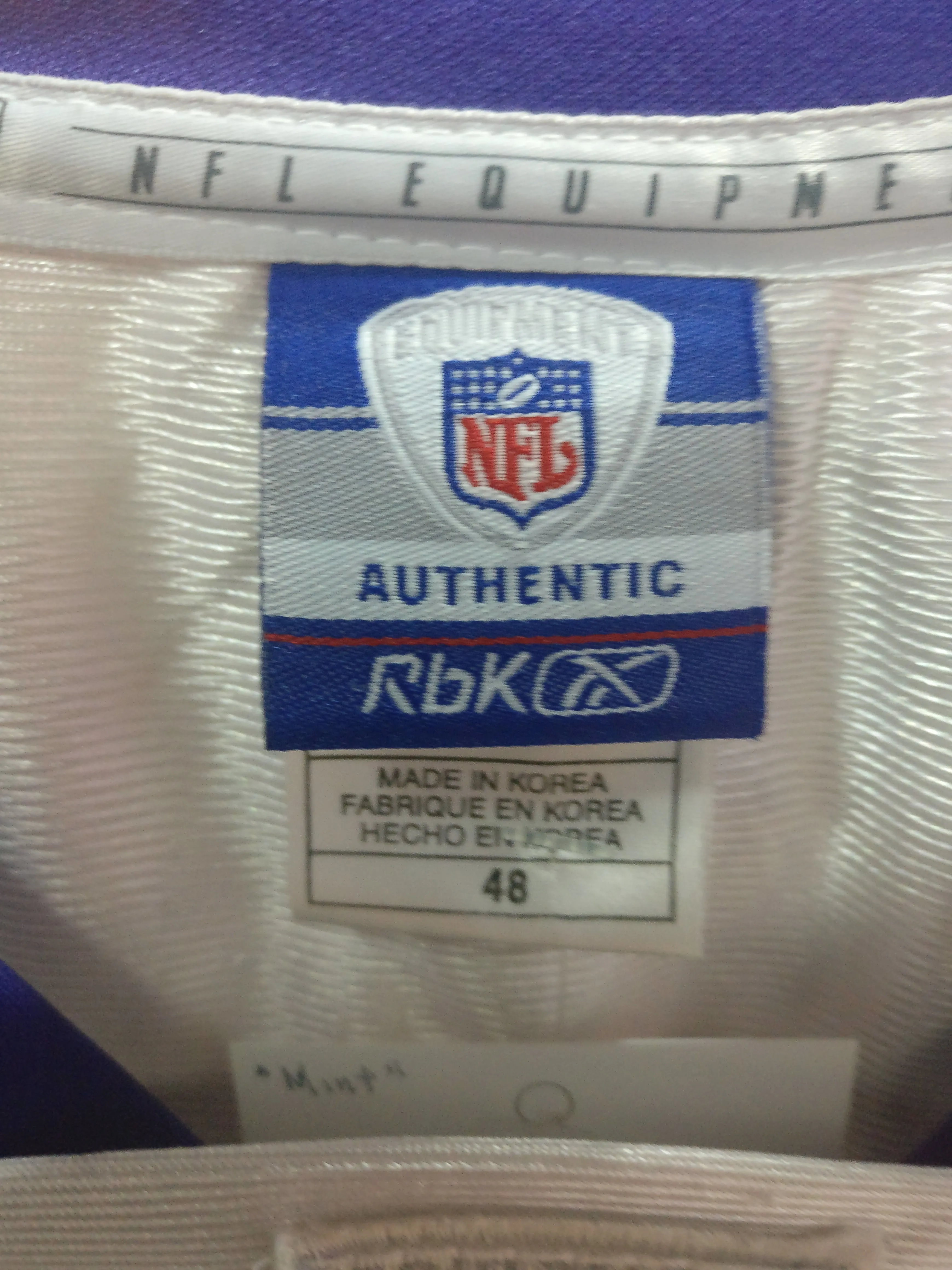 Vtg#28ADRIAN PETERSON Minnesota Vikings NFL Reebok Authentic Jersey 48