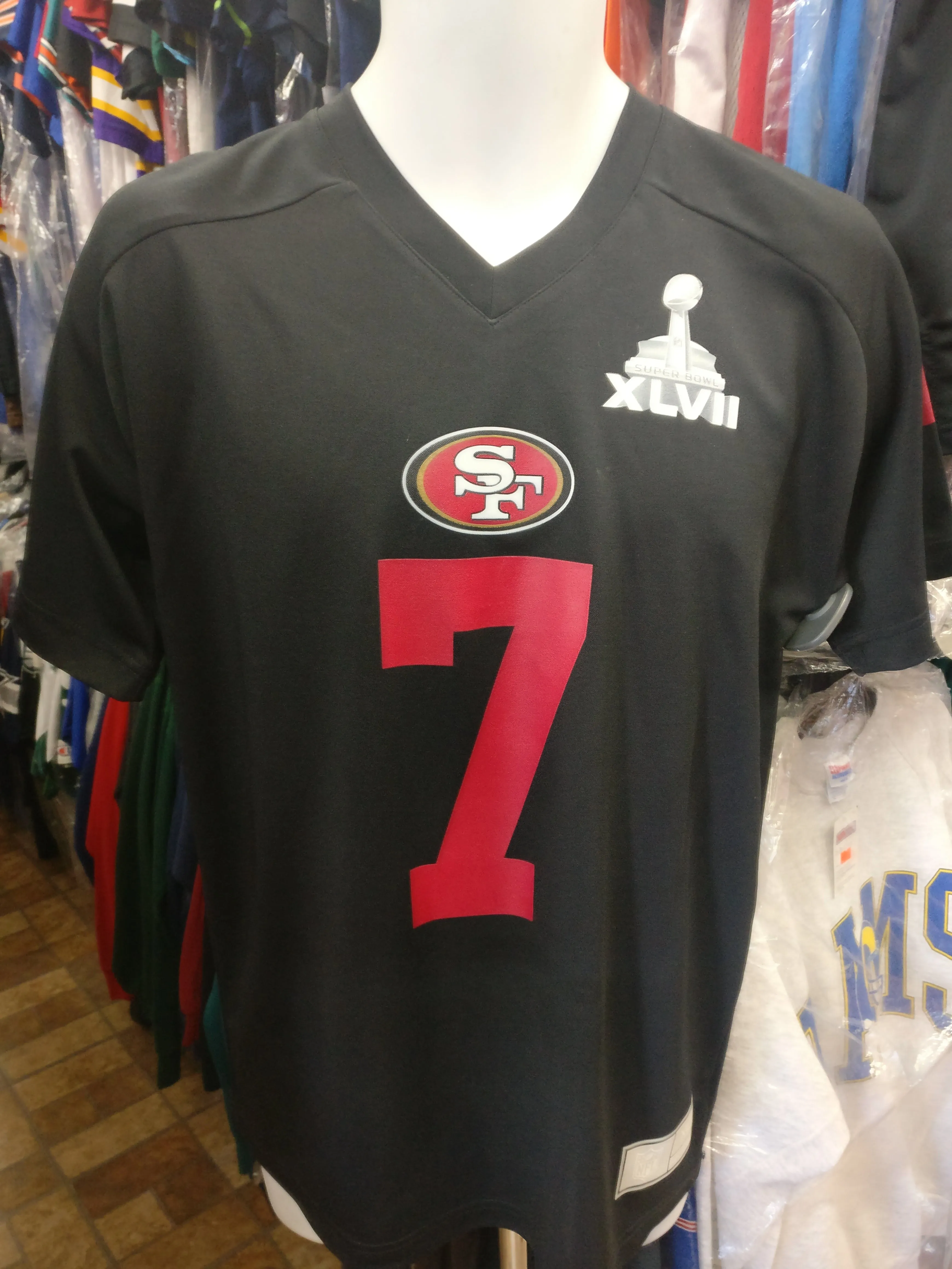 Vtg#7 COLIN KAEPERNICK San Francisco 49ers Super Bowl XLVII Jersey YXL